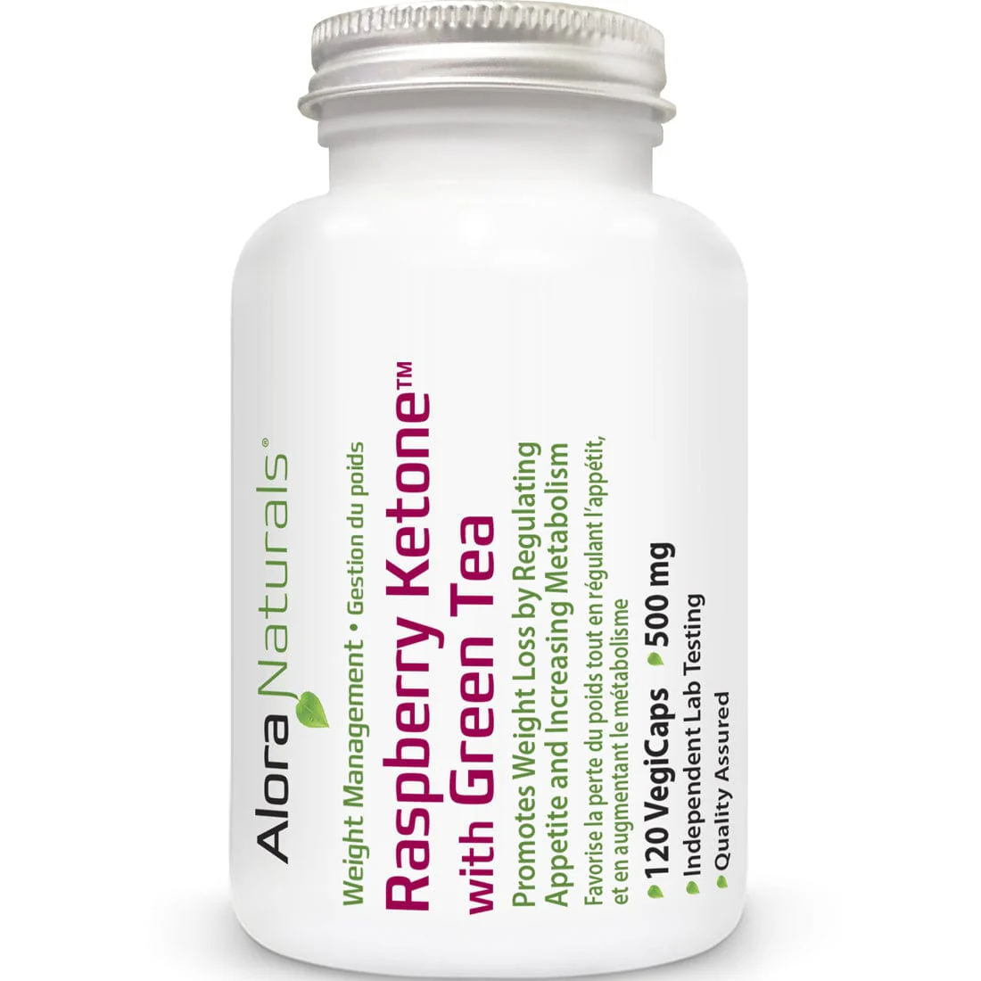 Alora Naturals Raspberry Ketones w/Green Tea Extract, 120 Vegetable Capsules