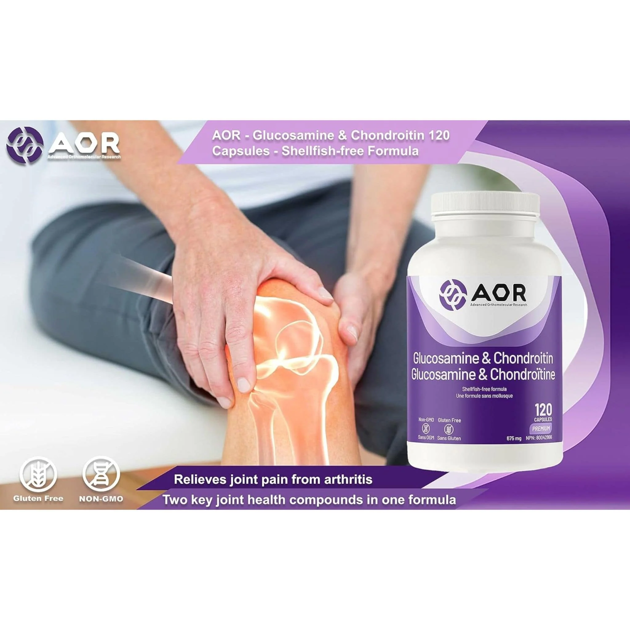 AOR Glucosamine & Chondroitin, 675mg, 120-240 Vegetable Capsules - Image 4