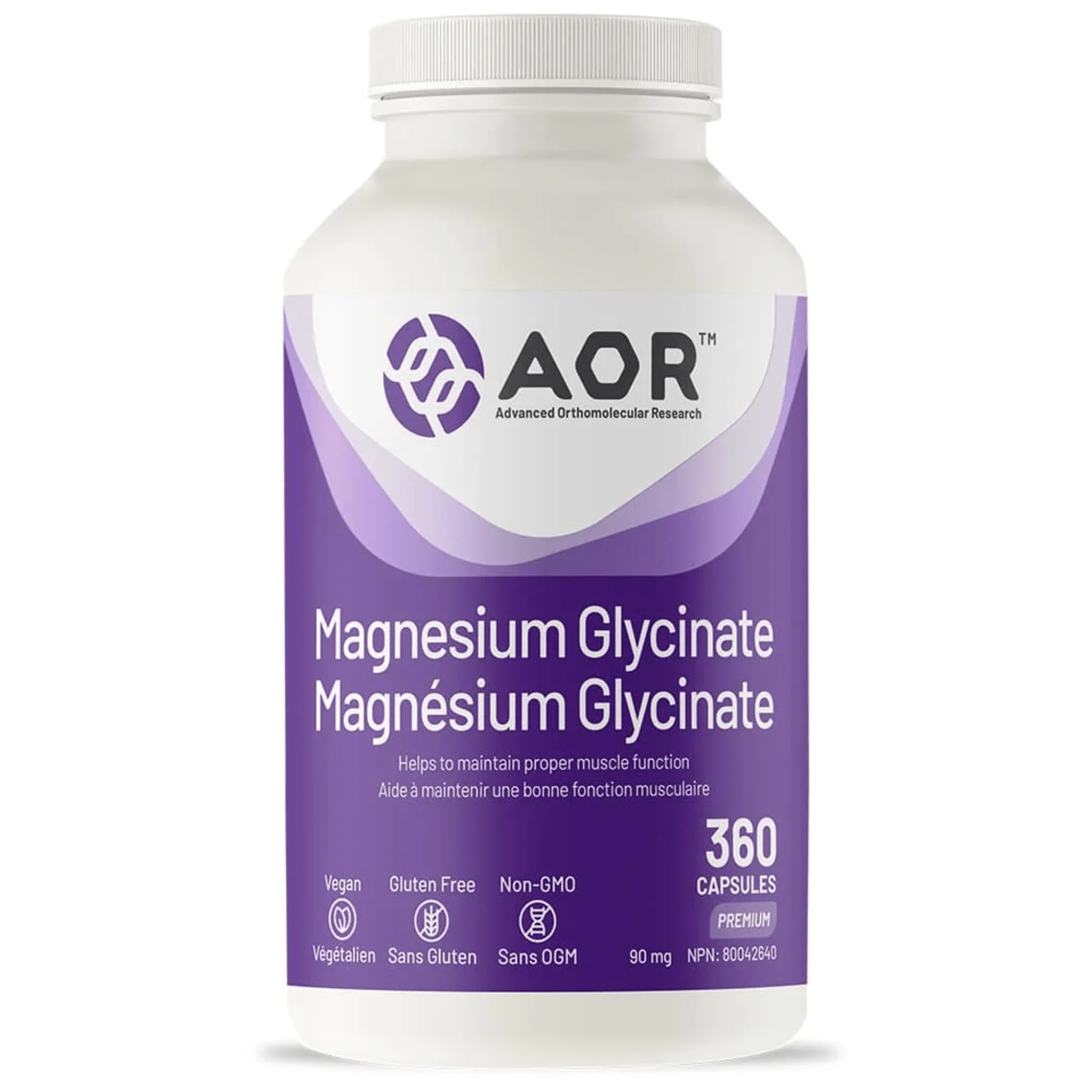 AOR Magnesium Glycinate 90mg, 180-360 Capsules - Image 2