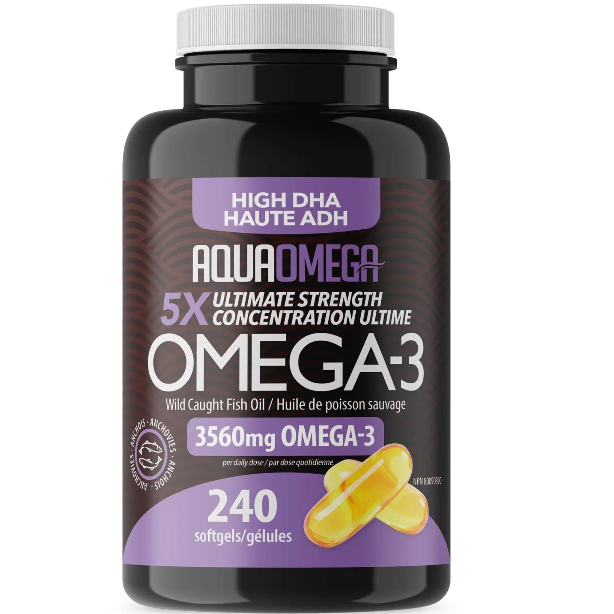 AquaOmega High DHA Omega 3 Fish Oil, 5X Extra Strength Fish Oil Softgels - Image 10