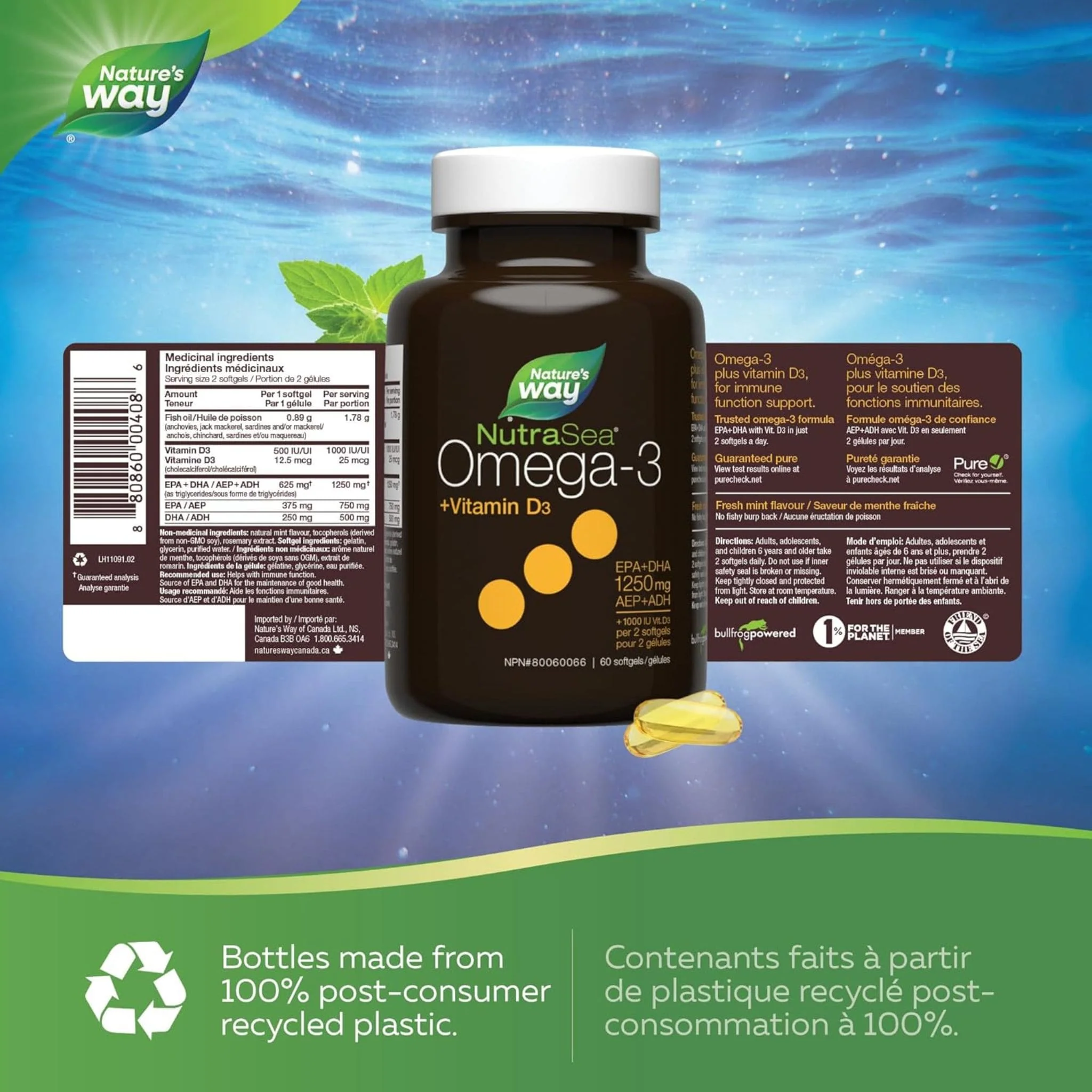 NutraSea+D Omega-3 Fish oil Liquid Gels - Image 2