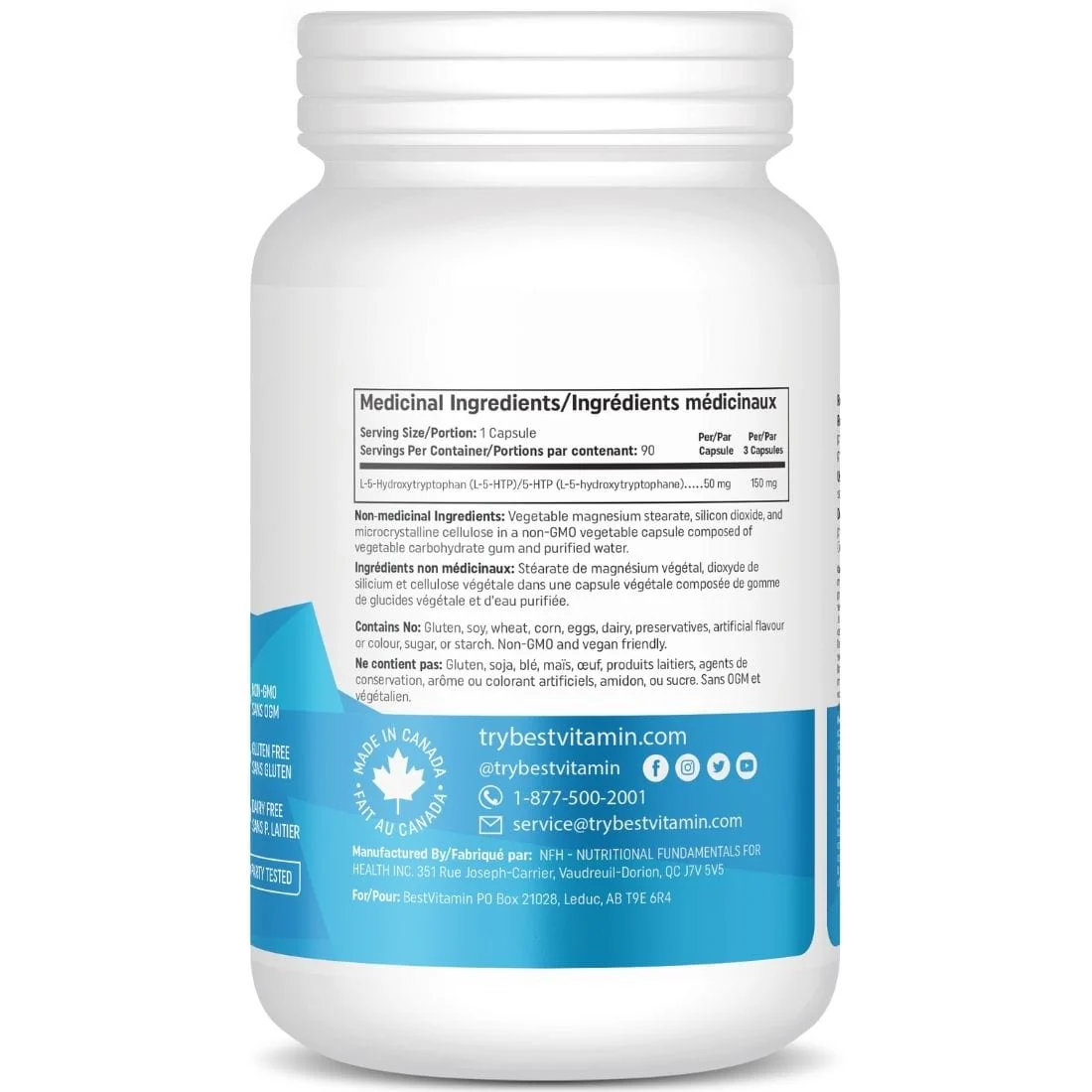 BestVitamin Best 5-HTP 50mg, 90 Vegetable Capsules - Image 2