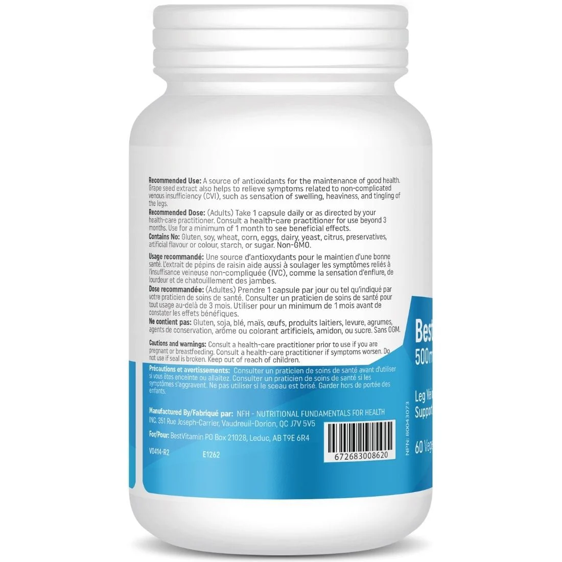 BestVitamin Best Grape Seed Extract 500mg, Extra Strength, 60 Vegetable Capsules, Clearance 50% Off, Final Sale - Image 2