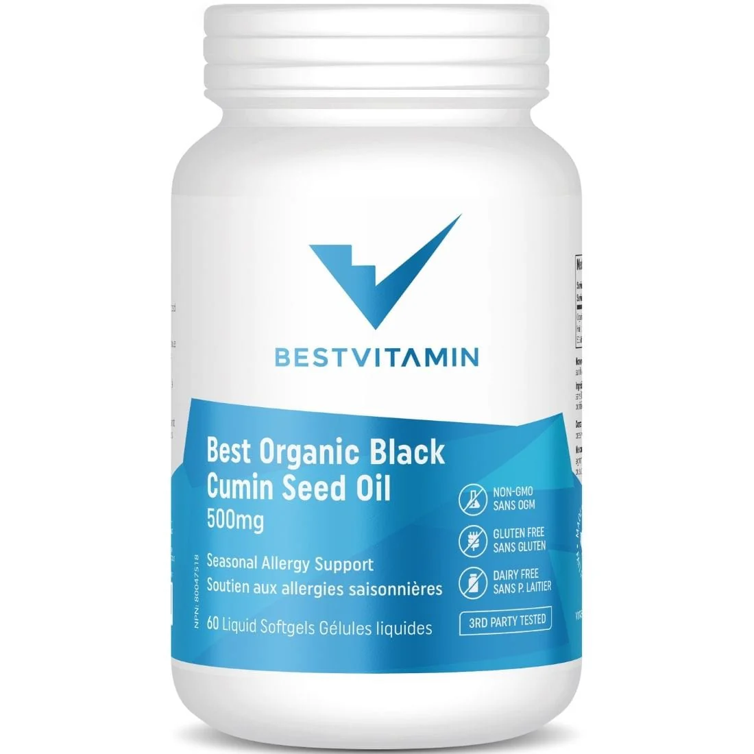 BestVitamin Best Organic Black Cumin Seed Oil 500mg, Gluten-Free, Non-GMO, 60 Liquid Softgels, Clearance 50% Off, Final Sale
