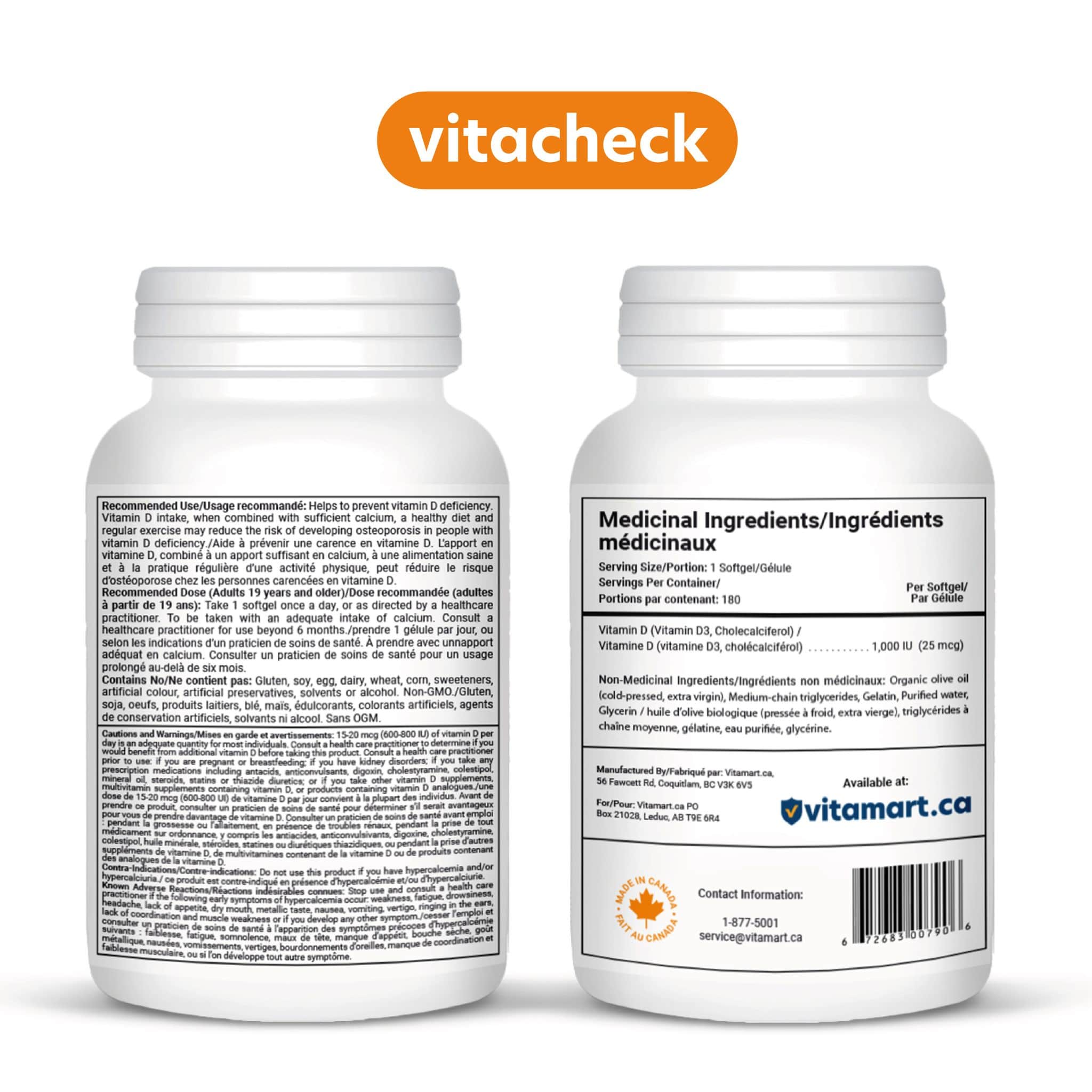 Vitacheck Vitamin D3 1000IU Softgels, In Organic Olive Oil For Better Absorption, 180 Softgels CLEARANCE 25% Off, Exp 9/27 Final Sale - Image 11