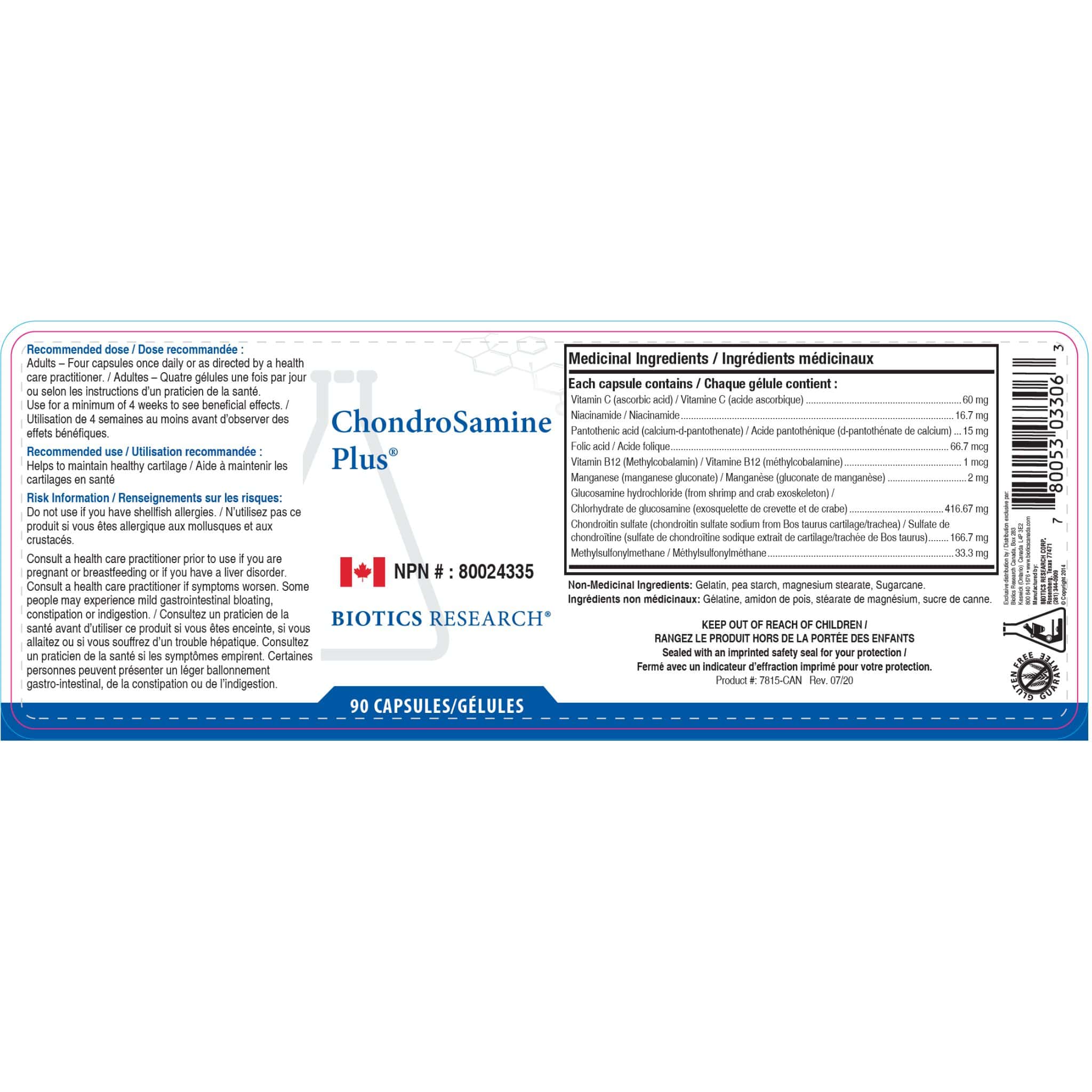 Biotics Research ChondroSamine Plus, Supports Joint Function and Cartilage Health, 90 Capsules - Image 2