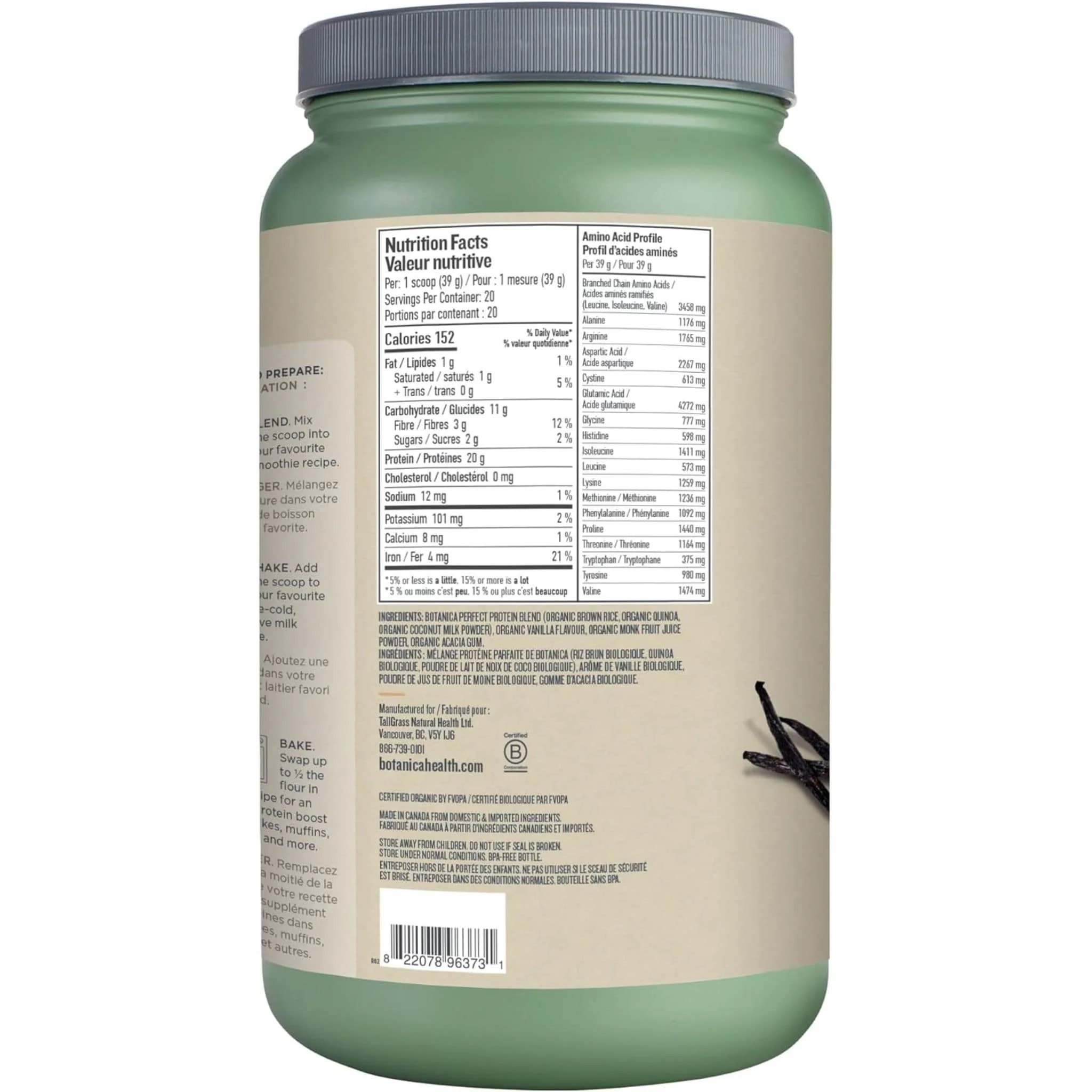 Botanica Perfect Protein, Organic Sprouted Fermented Plant Protein - Image 16