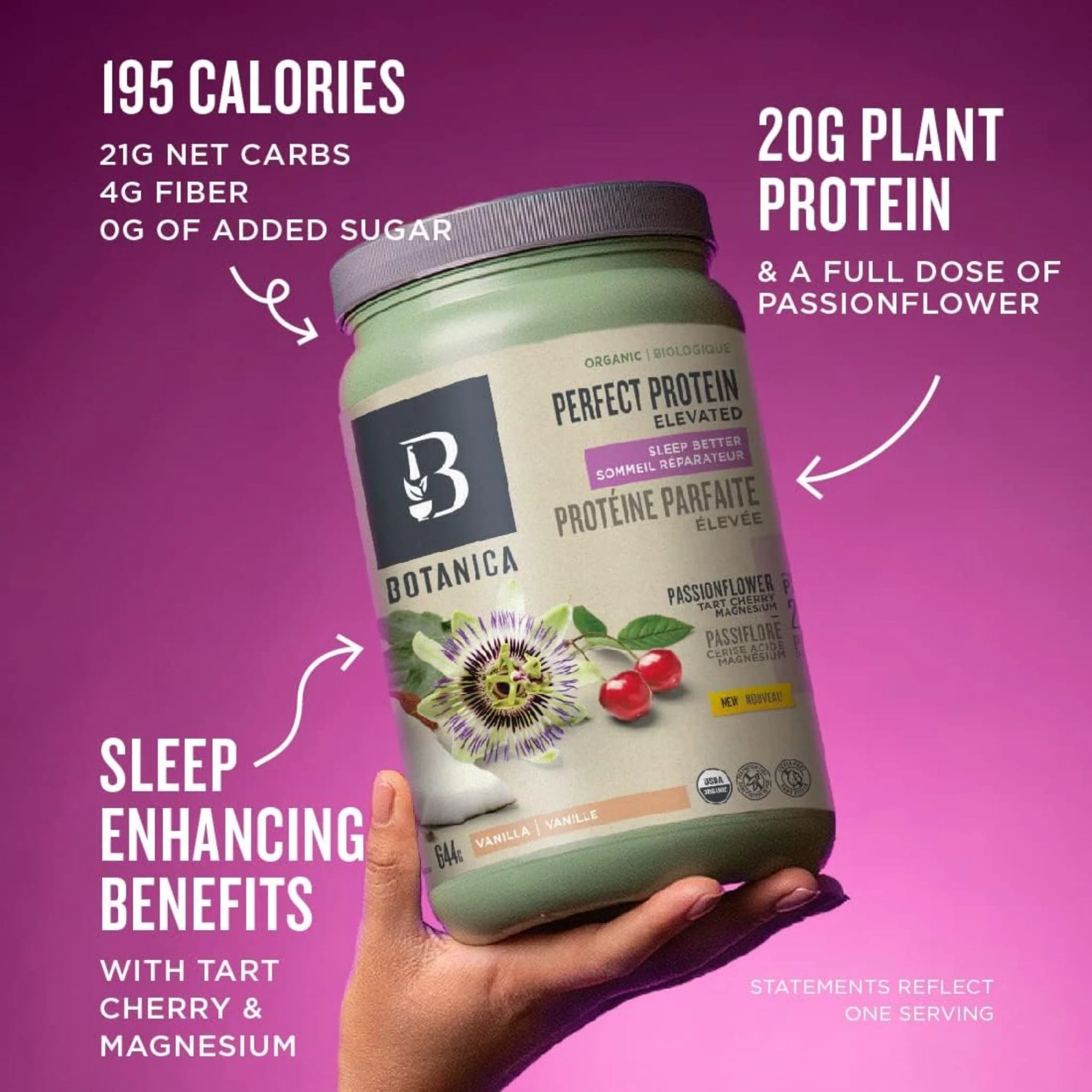 Botanica Perfect Protein Elevated Sleep Better, Vanilla, 644g - Image 4