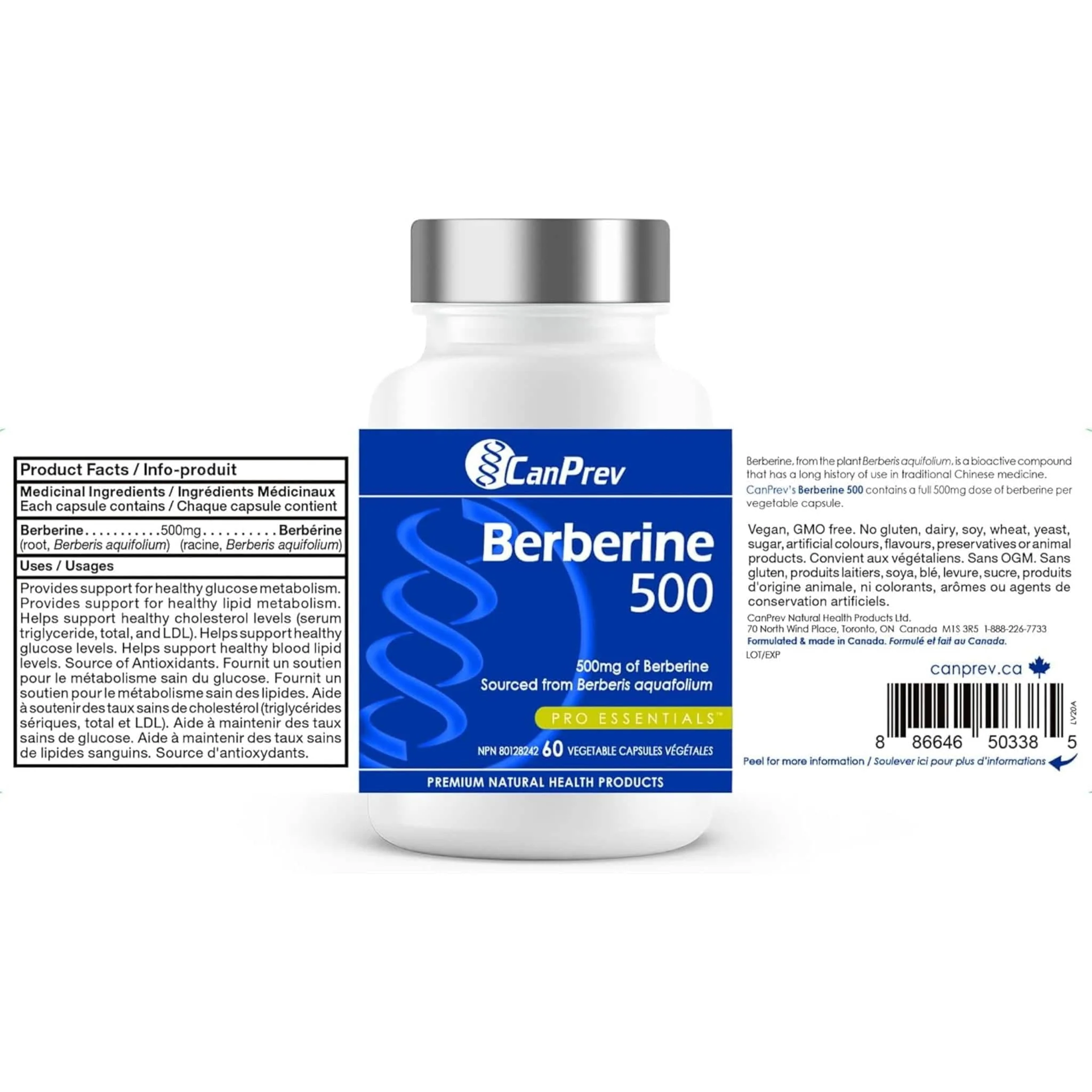 Canprev Berberine 500mg, 60 Vegetable Capsules - Image 3