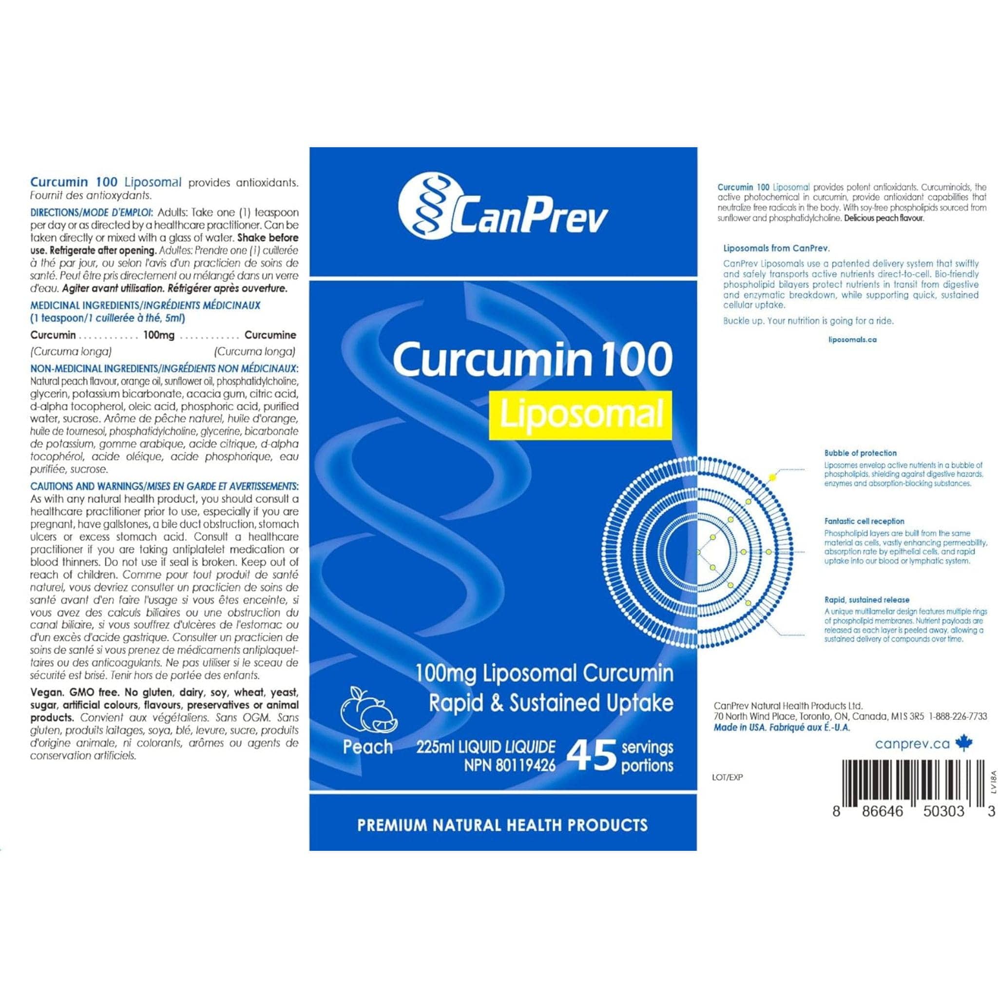 CanPrev Liposomal Curcumin 100mg, Rapid and Sustained Uptake - Image 3