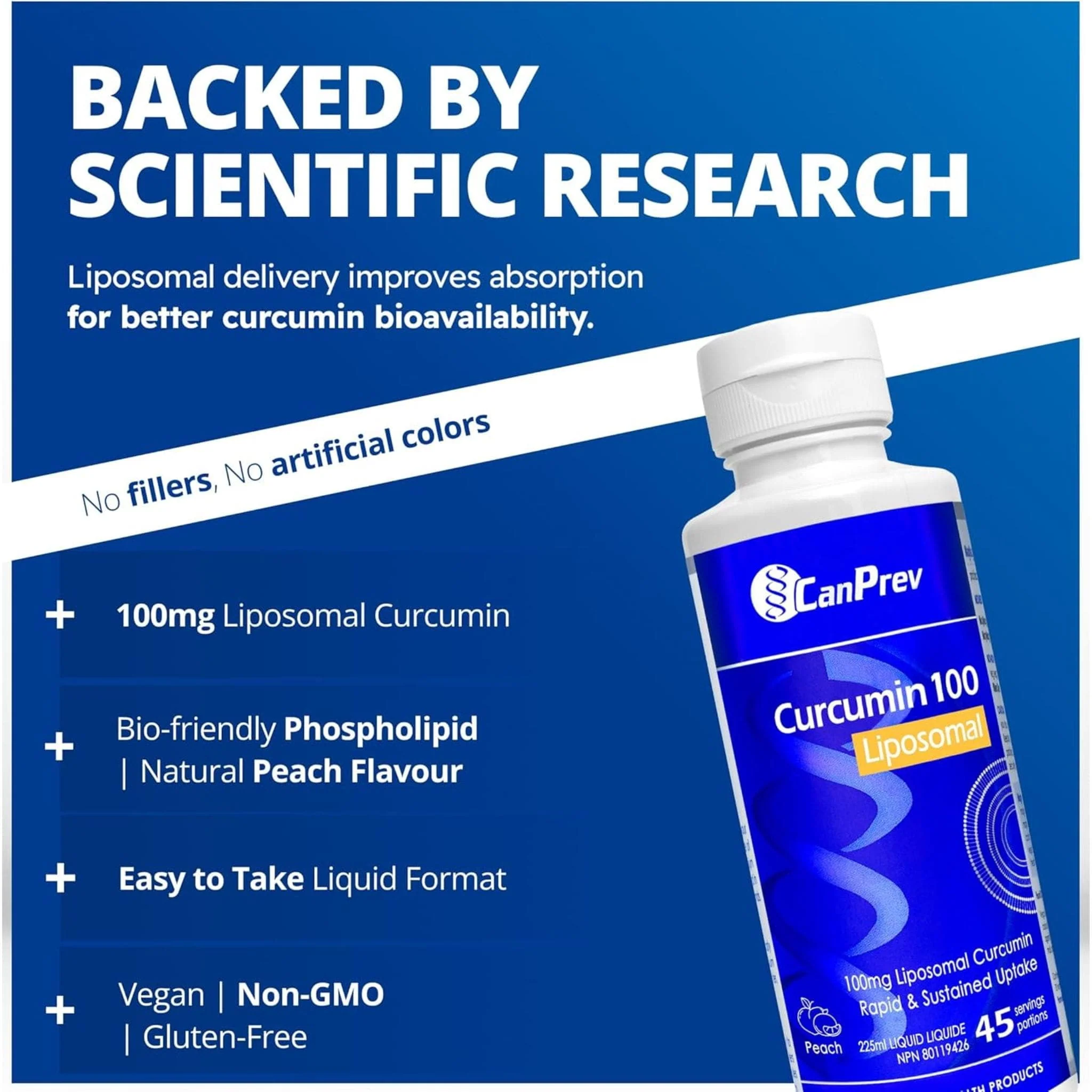 CanPrev Liposomal Curcumin 100mg, Rapid and Sustained Uptake - Image 5