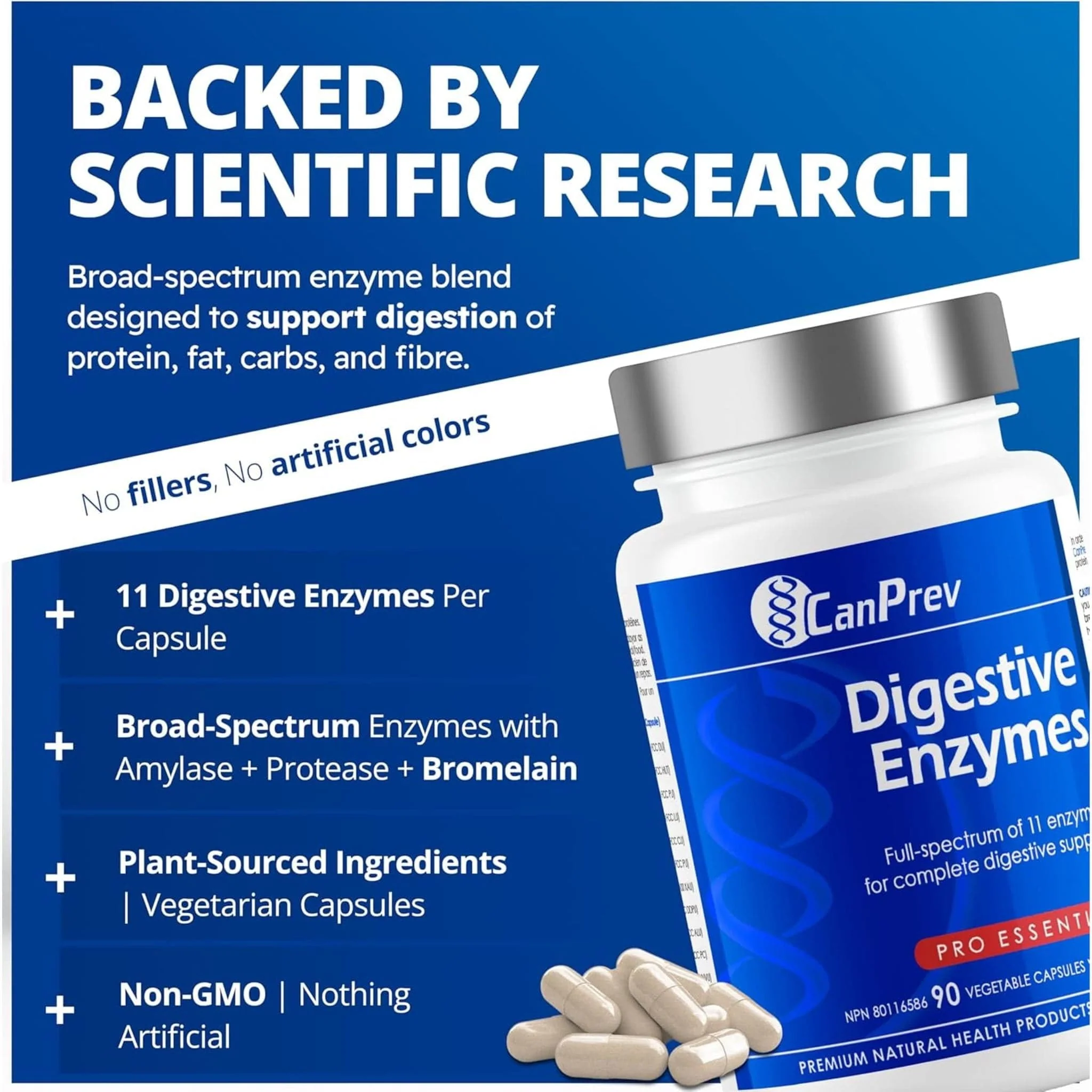CanPrev Digestive Enzymes, 11 Full Spectrum Enzymes For Digestive Support, 90 Vegetable Capsules - Image 5