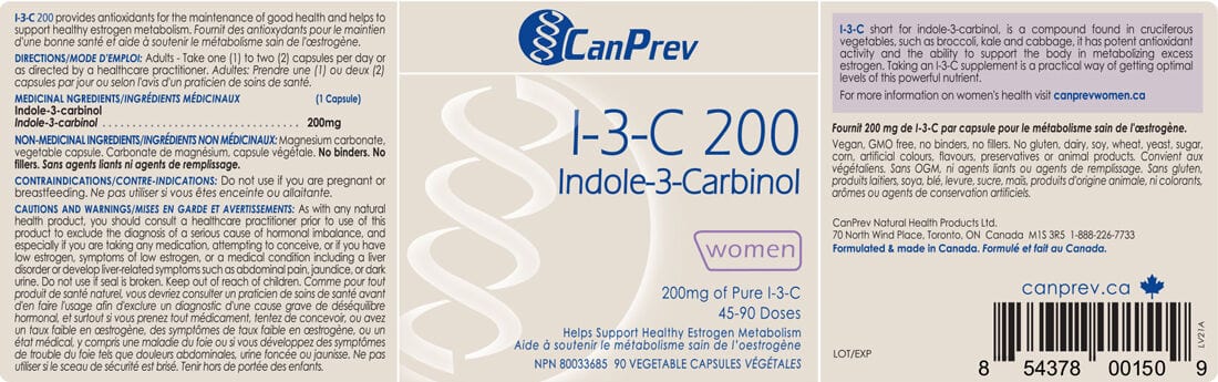 CanPrev I-3-C 200mg for Women, 90 Vegetable Capsules - Image 2