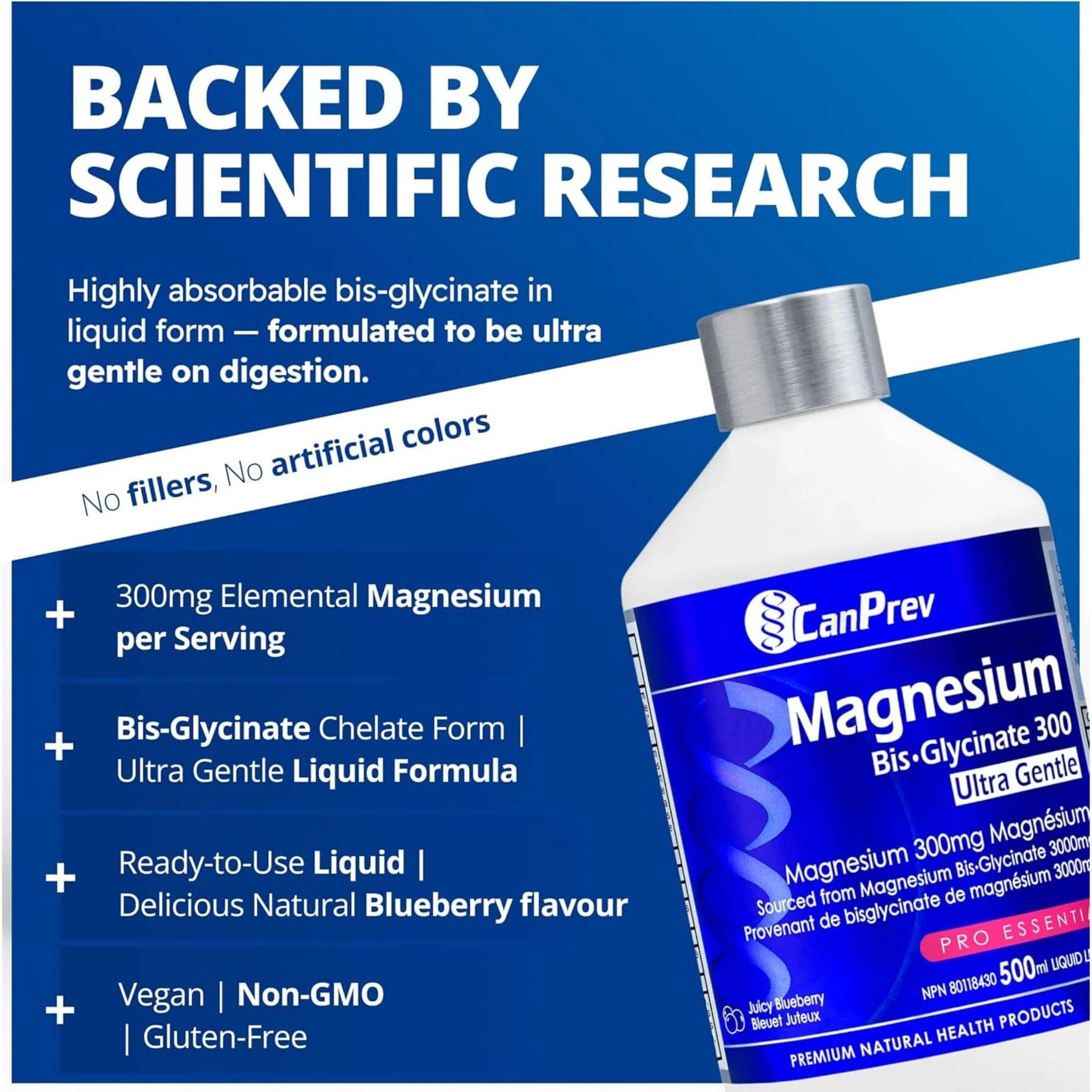 CanPrev Magnesium Bis-Glycinate 300, Ultra Gentle Liquid, 500ml - Image 14