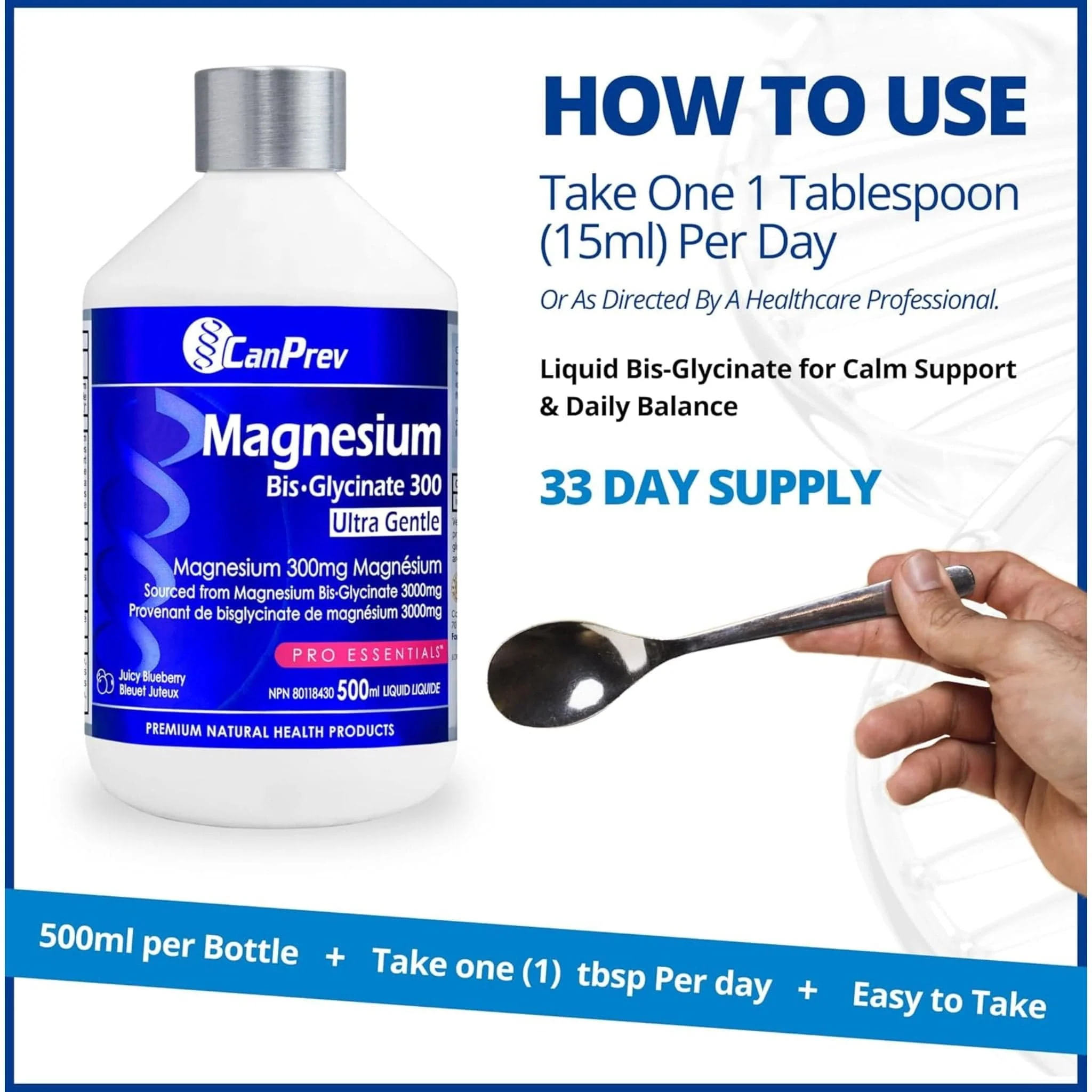 CanPrev Magnesium Bis-Glycinate 300, Ultra Gentle Liquid, 500ml - Image 16