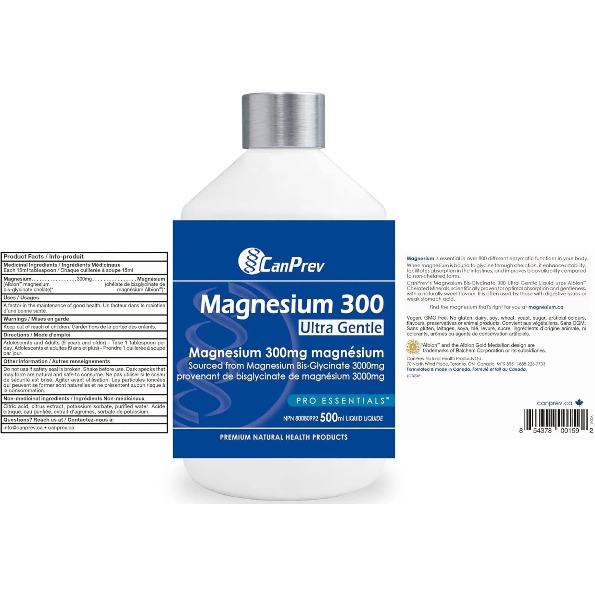 CanPrev Magnesium Bis-Glycinate 300, Ultra Gentle Liquid, 500ml - Image 3