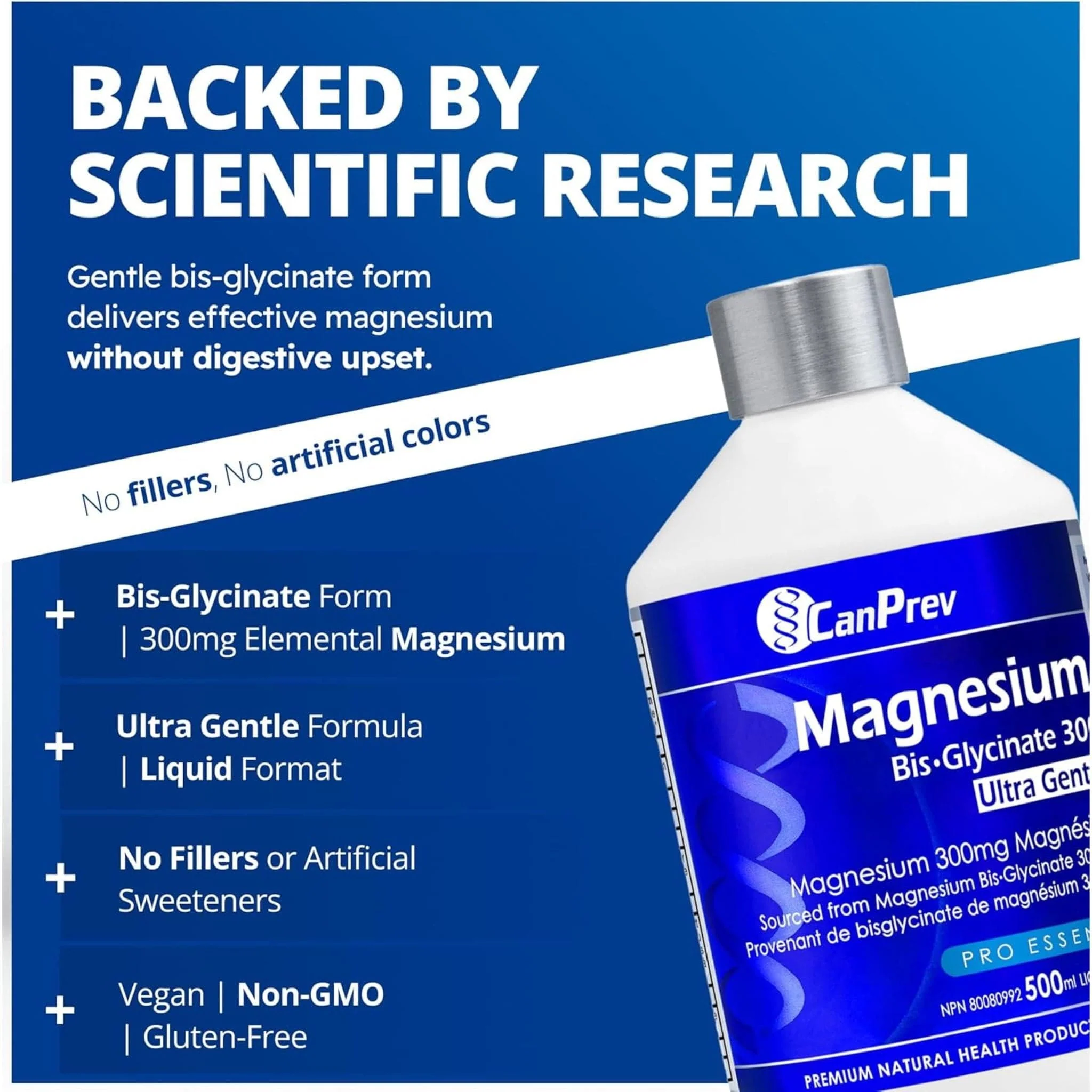CanPrev Magnesium Bis-Glycinate 300, Ultra Gentle Liquid, 500ml - Image 5