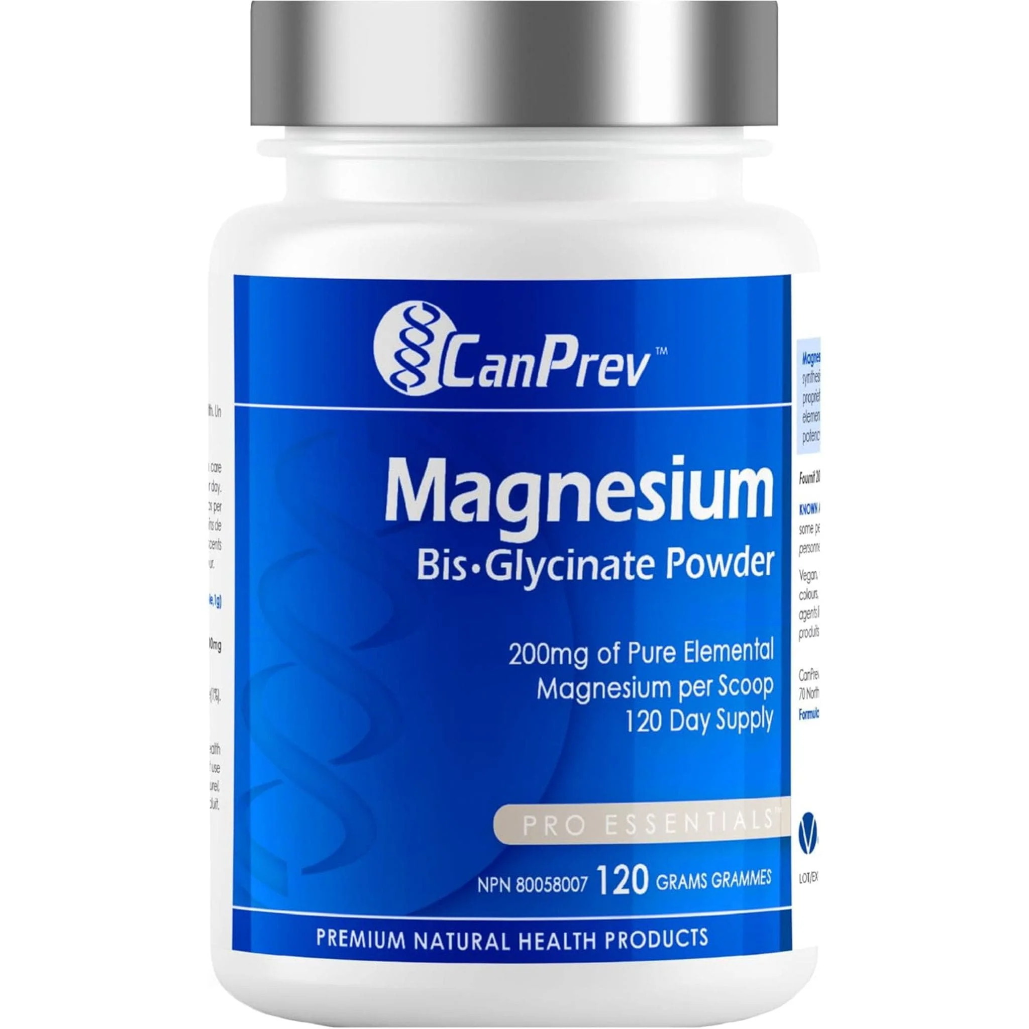 CanPrev Magnesium Bis-Glycinate Powder (200mg per scoop), 120g - Image 2