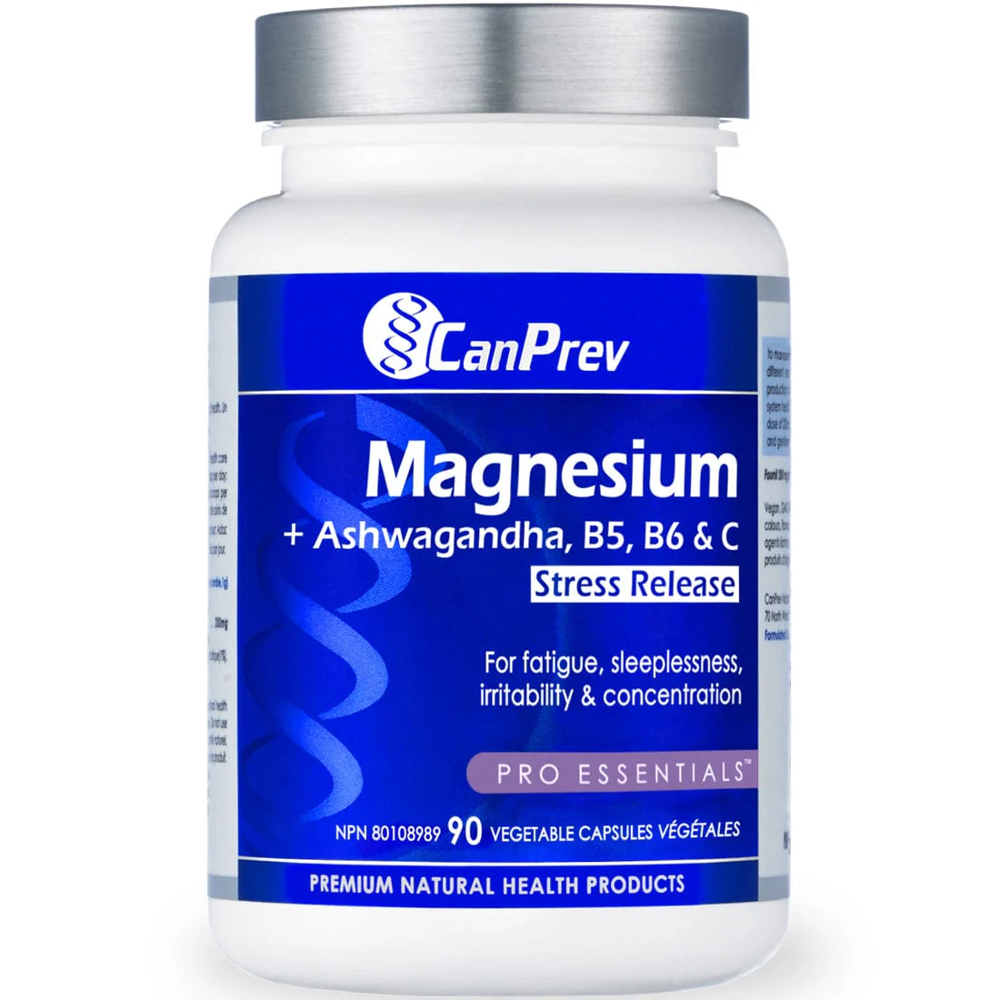 CanPrev Magnesium Stress Release with Ashwagandha, B5, B6 and C, 90 Vegetable Capsules