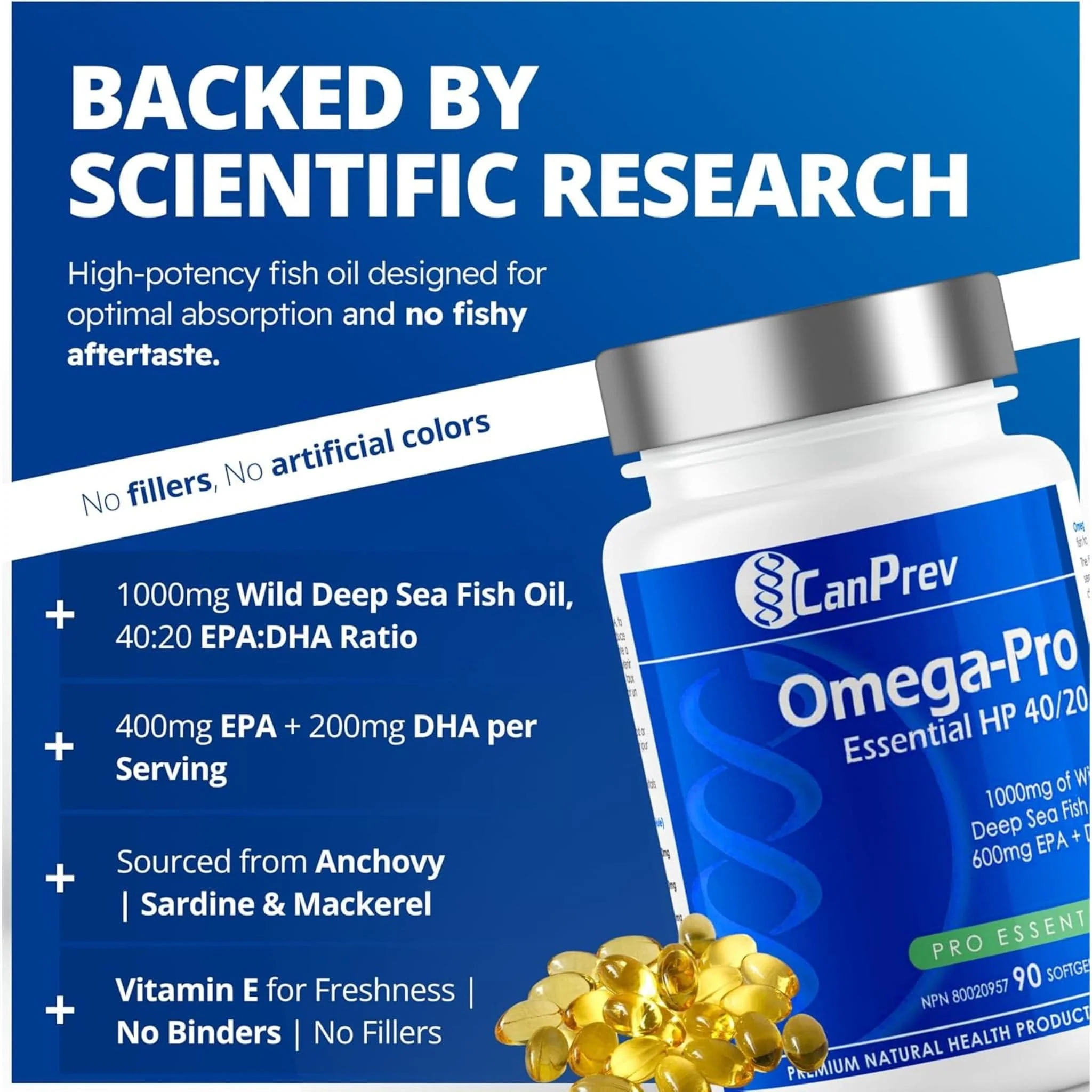 CanPrev Omega-Pro Essential HP 40/20 Fish Oil, 90 Softgels - Image 3