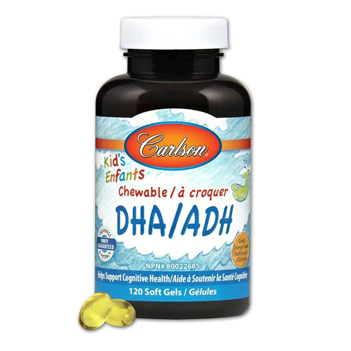 Carlson Chewable DHA for Kids 100mg (TG), 120 Chewable Softgels