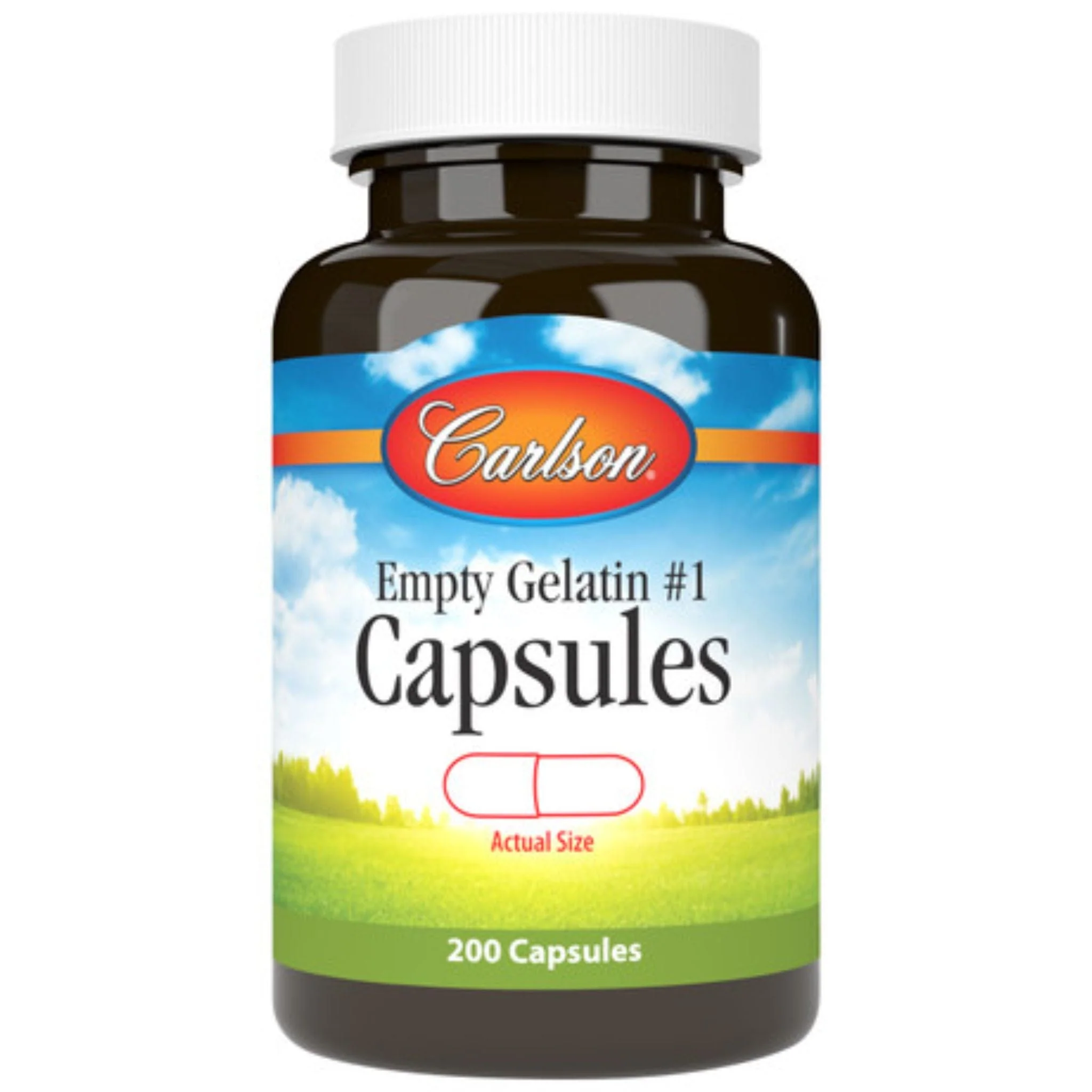 Carlson Empty Gelatin #1 Capsules, 200 Empty Capsules