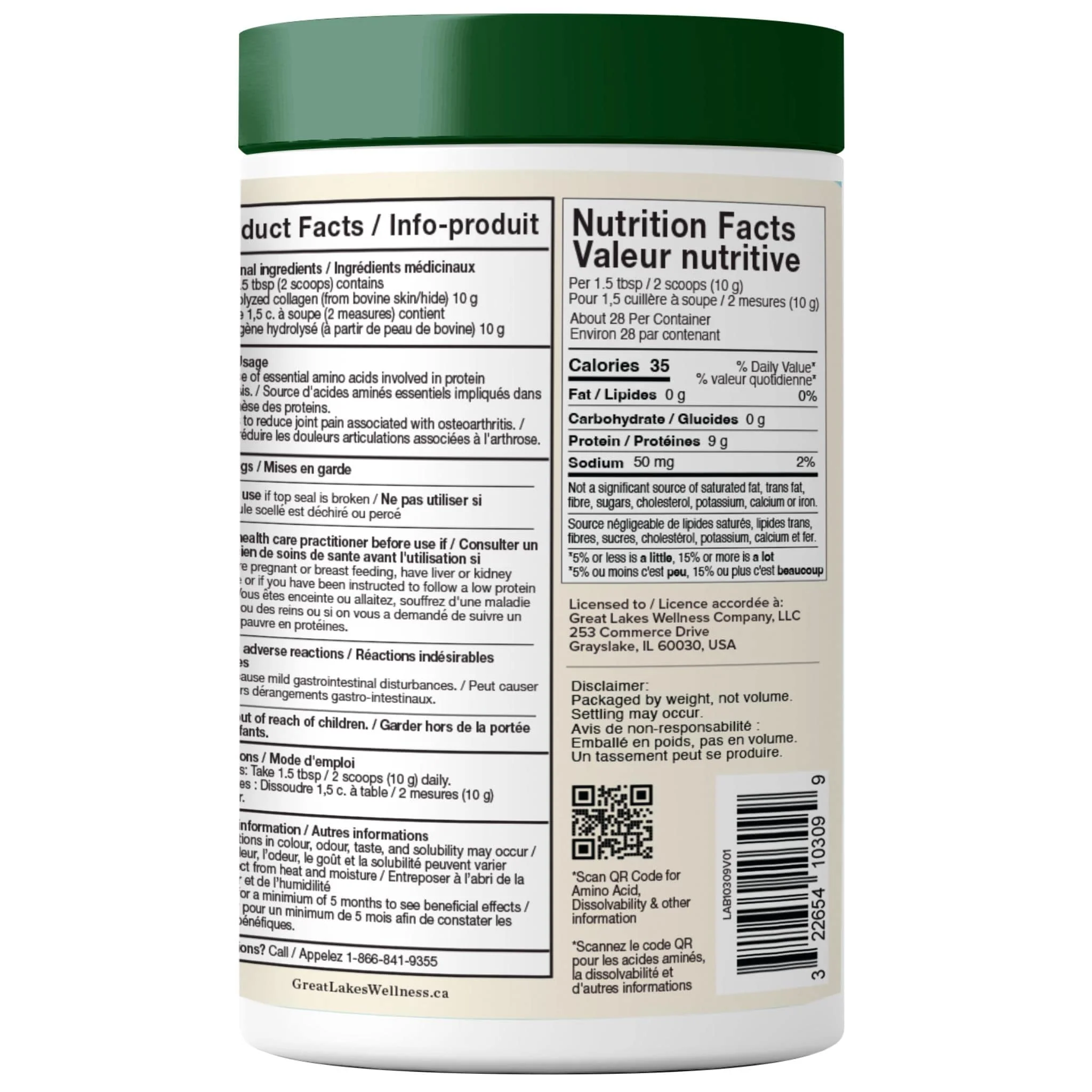 Great Lakes Wellness Grass Fed Collagen Peptides, Quick Dissolving Collagen Hydrolysate Powder, 283g - Image 2