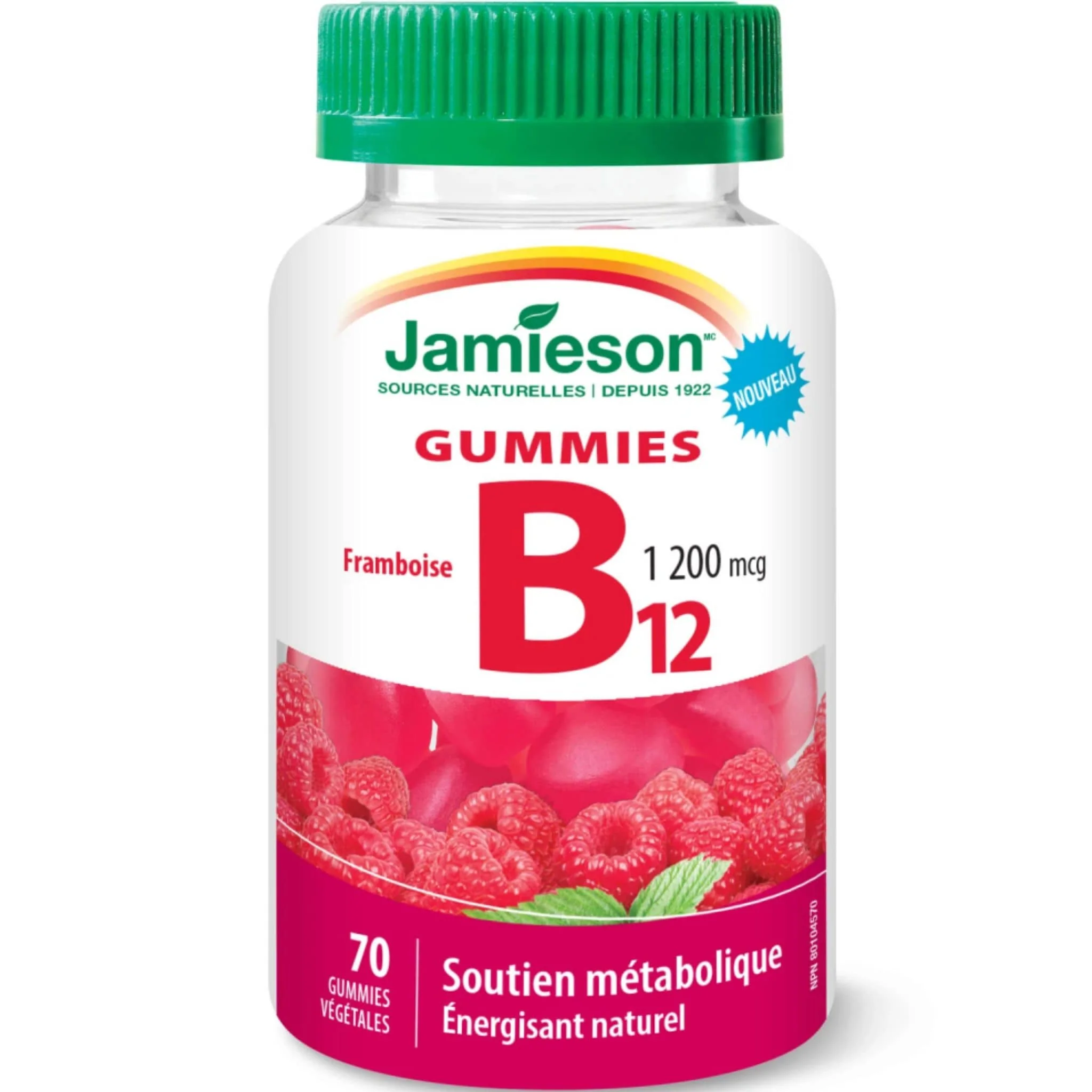 Jamieson B12 1200mcg, Raspberry Flavour, 70 Vegetarian Gummies - Image 2