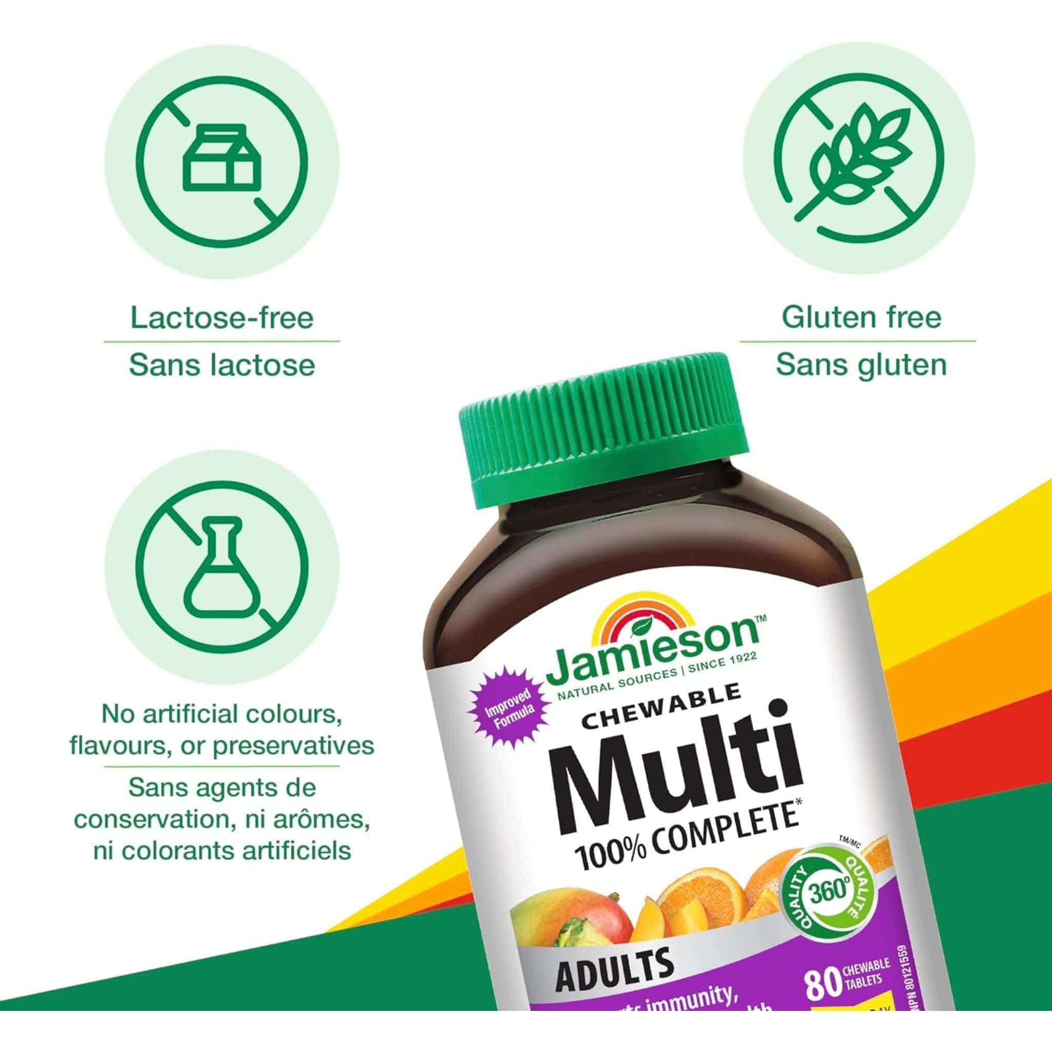 Jamieson Chewable 100% Complete Chewable Multivitamin for Adults, 60 Chewable Tablets - Image 4