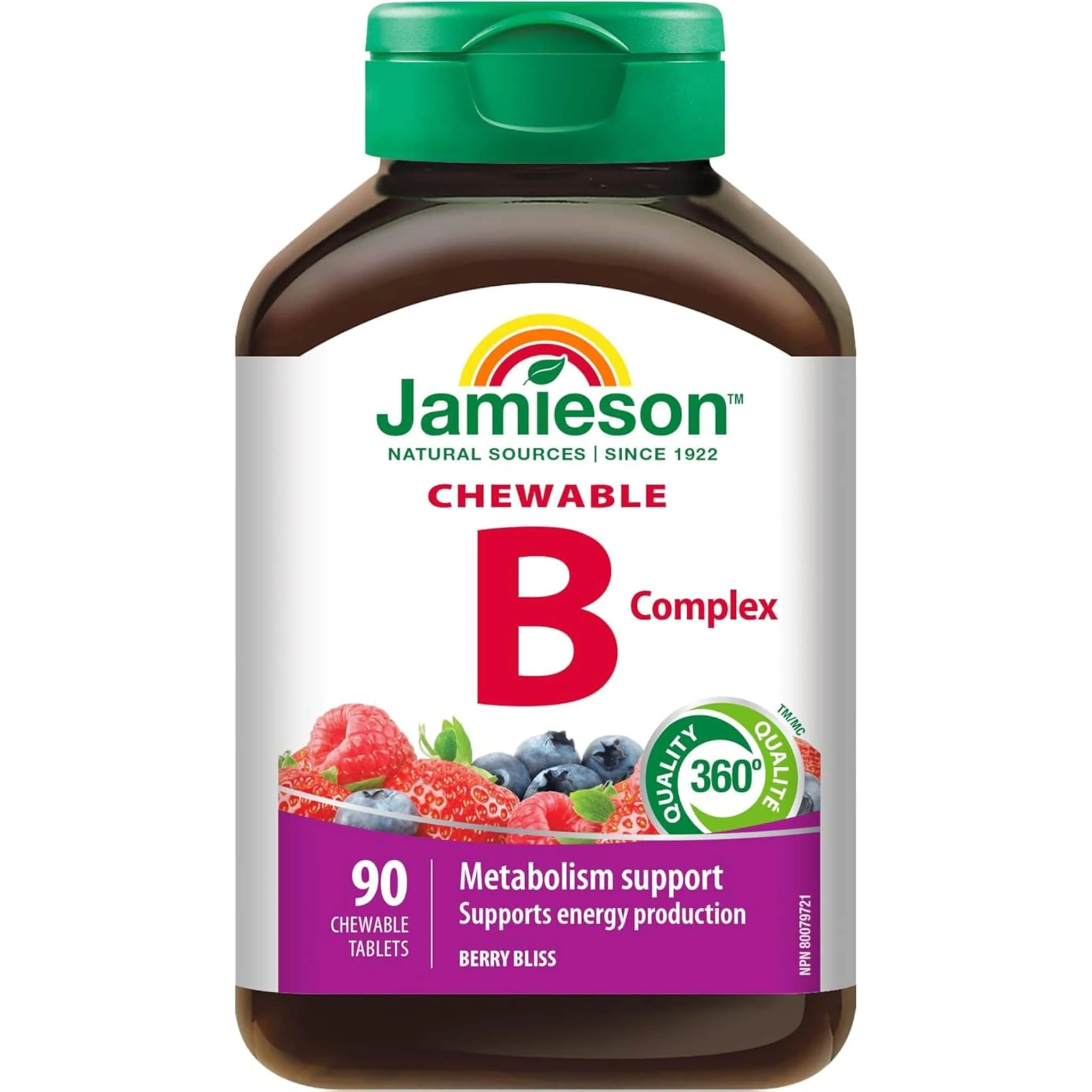 Jamieson Chewable B Complex, Berry Bliss, 90 Chewable Tablets