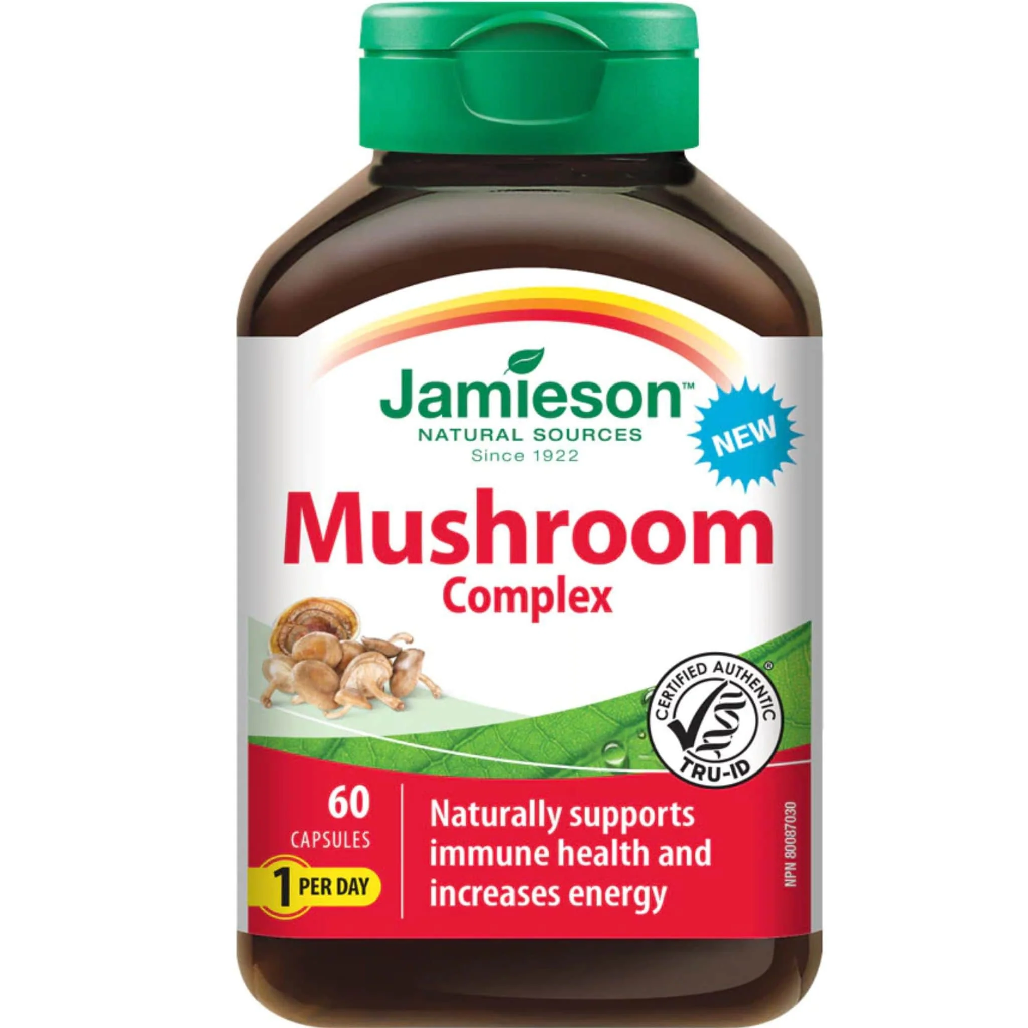 Jamieson Mushroom Complex, Reishi, Lions Mane, Chaga, Shiitake, 75% off Clearance Pricing, Expires Oct 2025, 60 Capsules