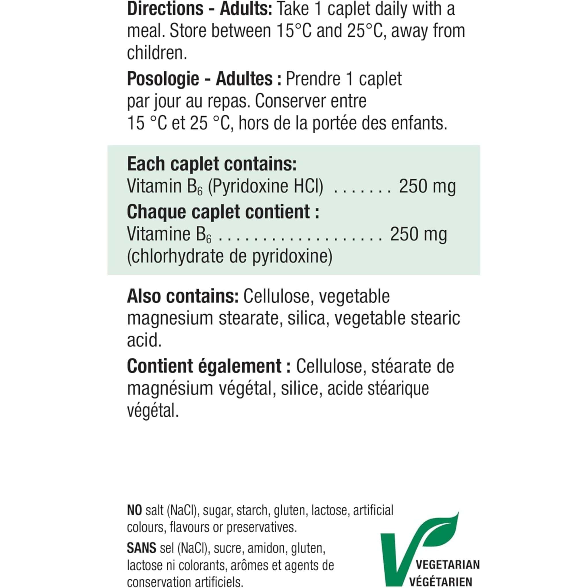 Jamieson Vitamin B6 (Pyridoxine), 250mg, 100 Caplets - Image 3