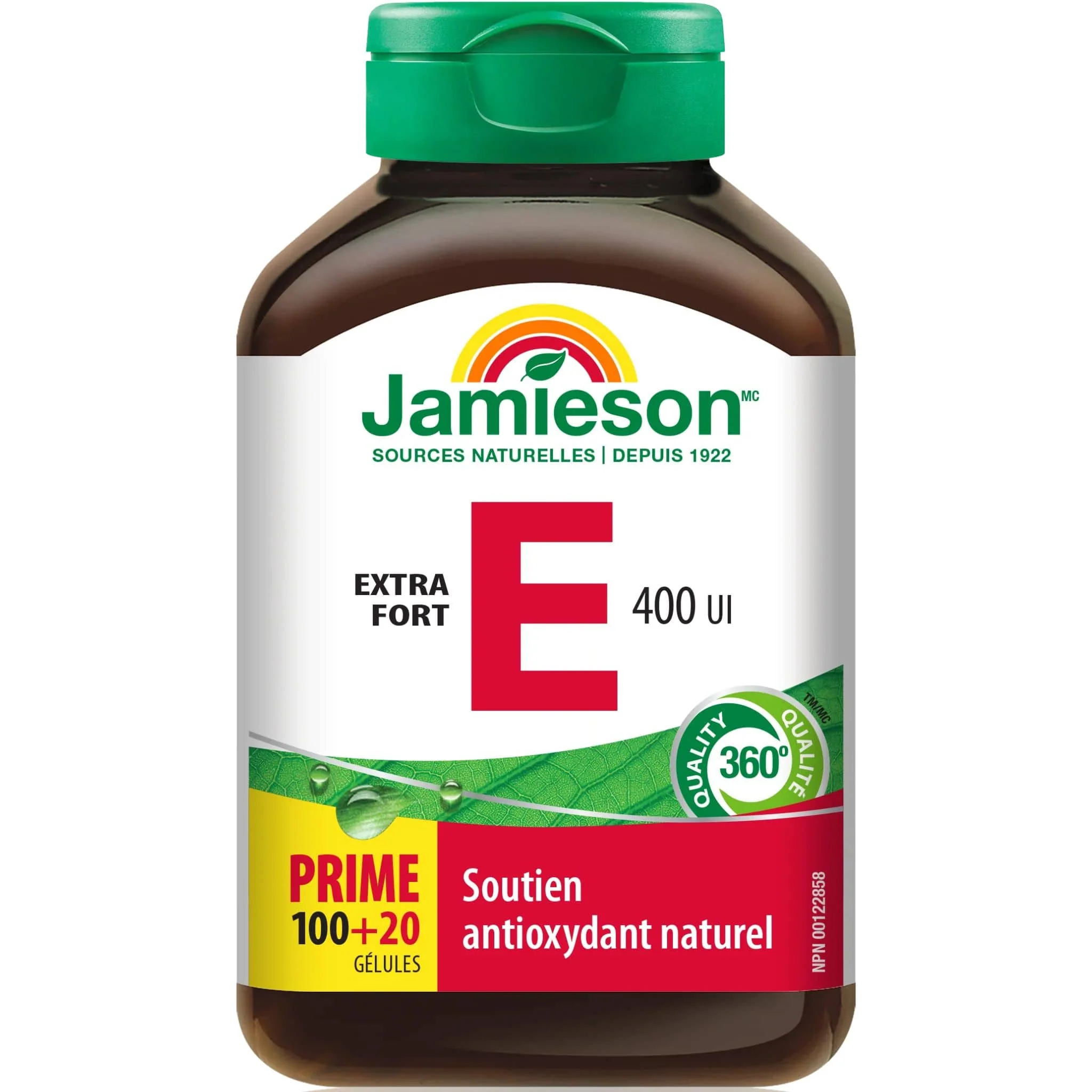 Jamieson Vitamin E, 400IU, BONUS! 100+20 Free Softgels - Image 2
