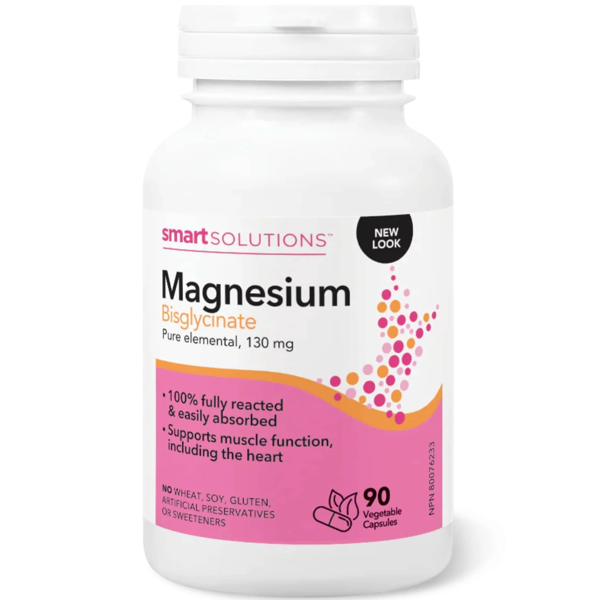 Smart Solutions Magnesium Bisglycinate 130mg, 100% fully reacted, Easily absorbed (Formerly Lorna Vanderhaeghe), 90 Vegetable Capsules