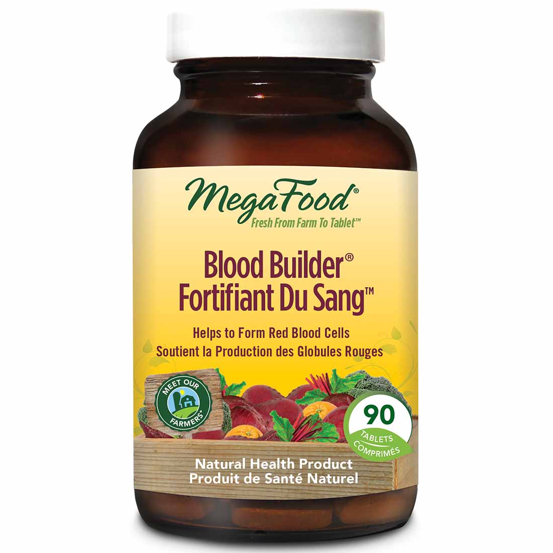 MegaFood Blood Builder, Whole Food Iron Supplement Tablets, Helps Form Red Blood Cells - Image 3