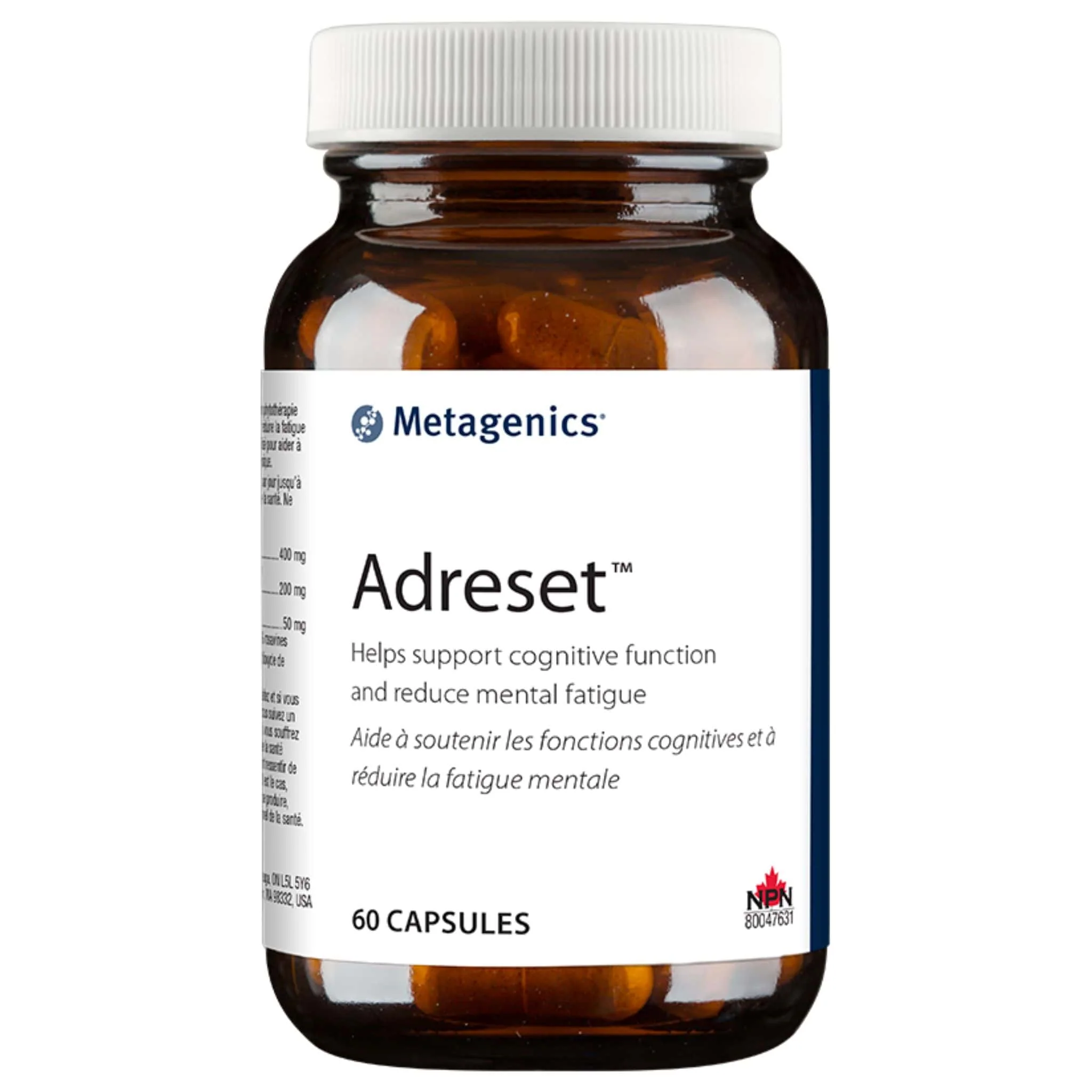 Metagenics Adreset, Supports Cognitive Function and Reduces Mental Fatigue, Capsules CLEARANCE 25-50% Off Final Sale