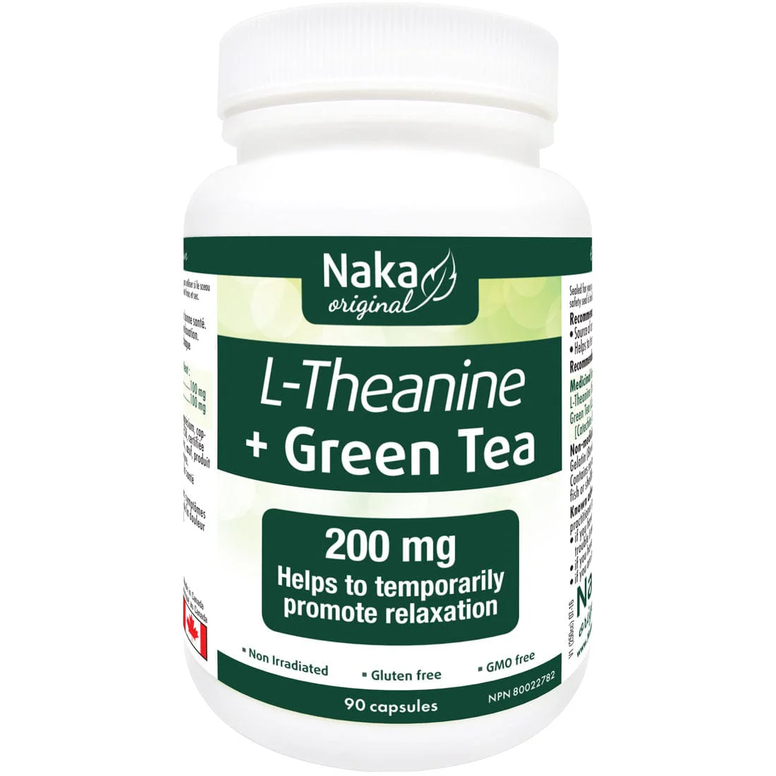 Naka Herbs L-Theanine Plus Green Tea 200mg, 90 Capsules - Image 2