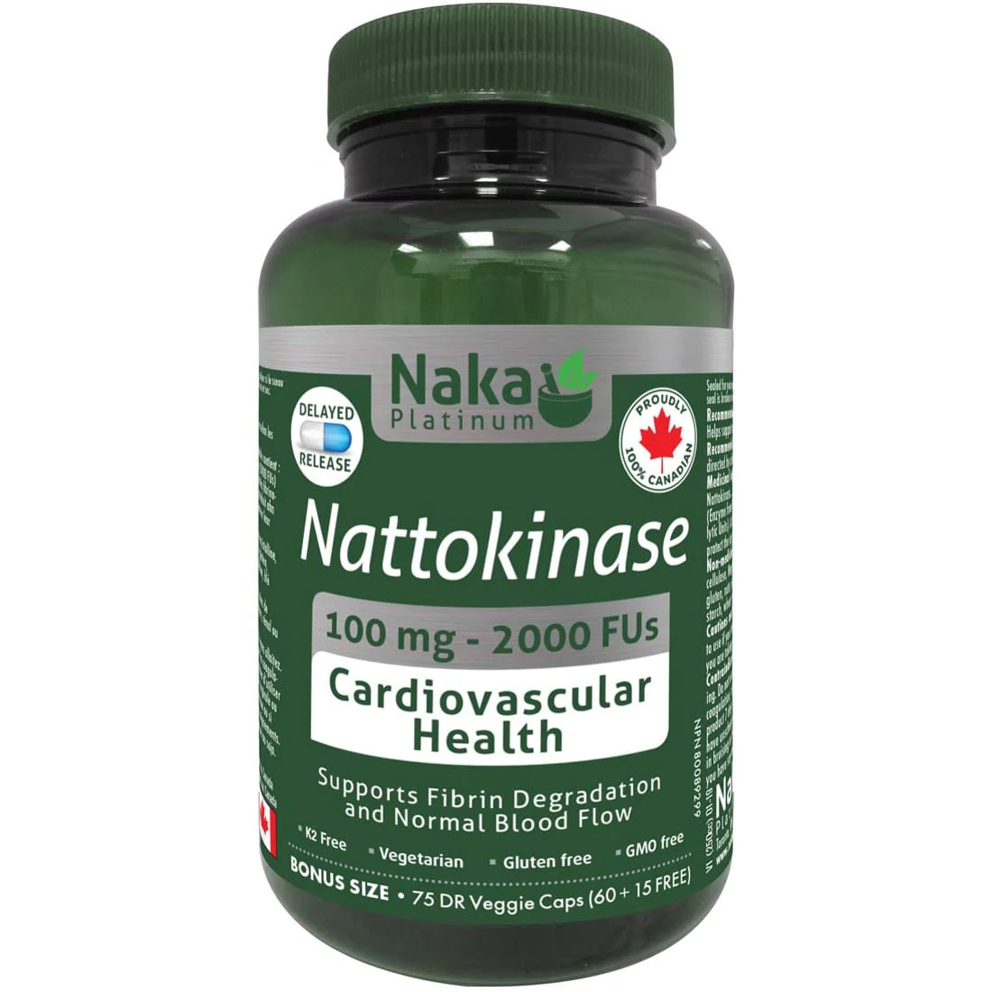 Naka Platinum Nattokinase 100mg Capsules, 2000FUs
