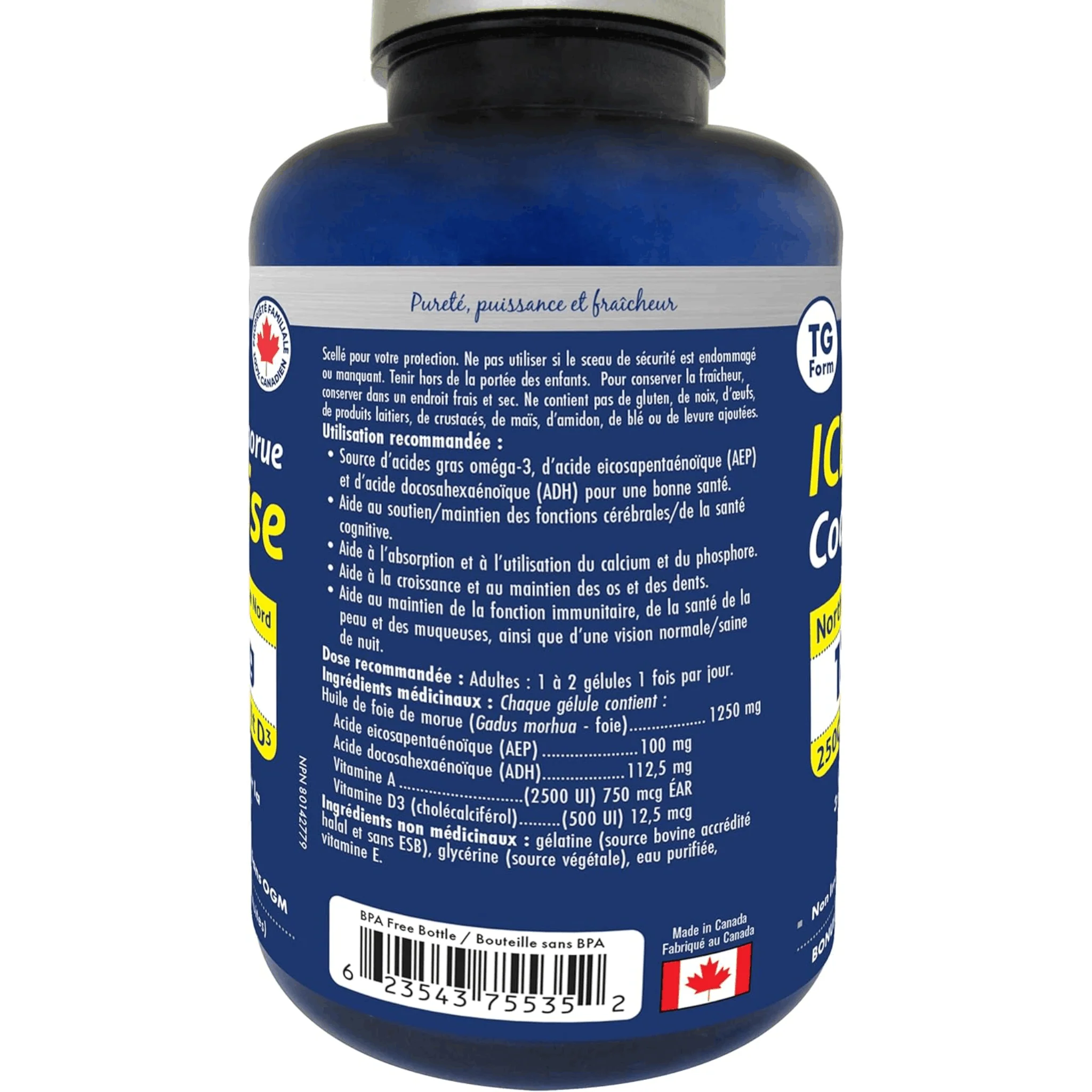 Naka Platinum Icelandic Cod Liver Oil 1250mg, EPA 100mg and DHA 112mg with Vitamins A and D, 160 Softgels - Image 3