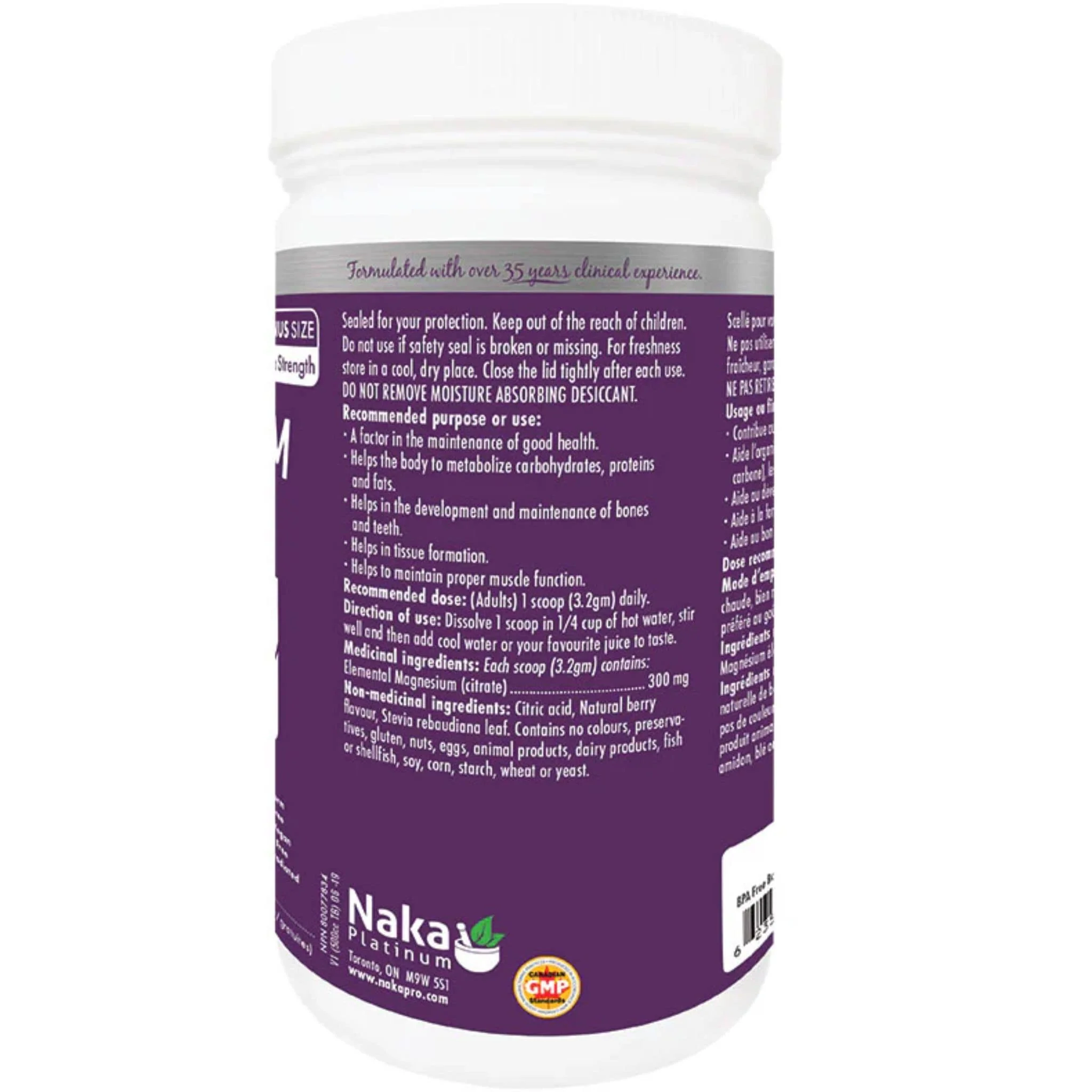 Naka Magnesium Citrate Calming Powder, 300mg Ionic Magnesium Powder - Image 2