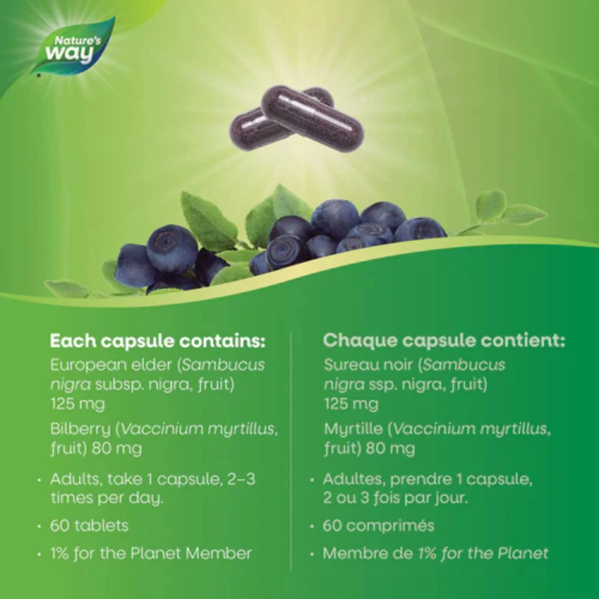 Nature's Way Bilberry Standardized, 60 Vegetable Capsules - Image 4