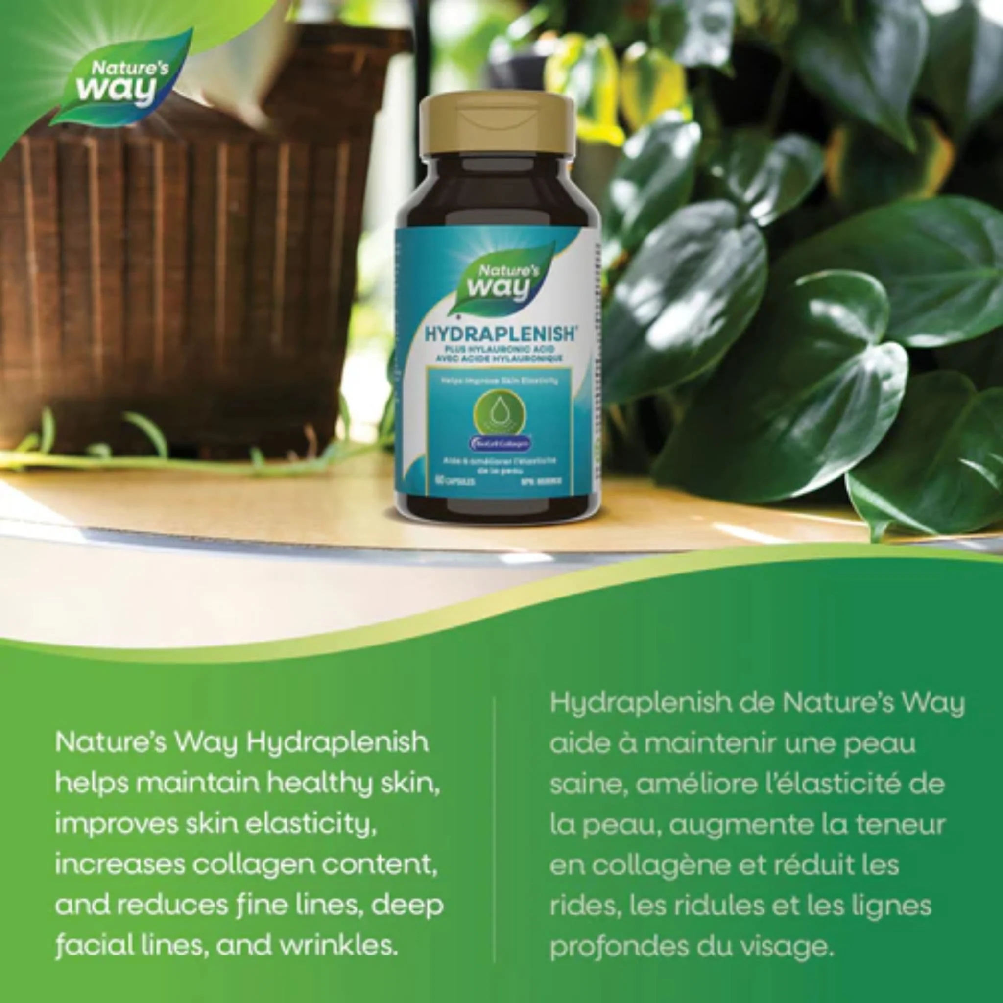 Nature's Way Hydraplenish Hyaluronic Acid (Made with BioCell Collagen), 60 Vcaps - Image 3