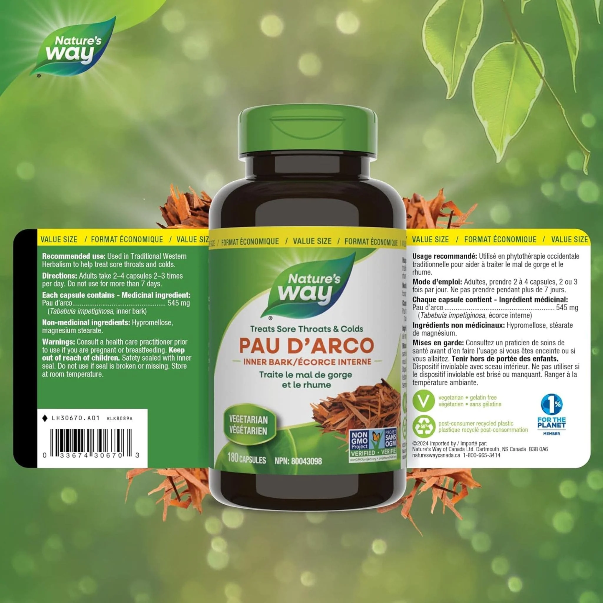 Nature's Way Pau d’Arco 545mg, Inner Bark (For Sore Throat and Colds) - Image 10