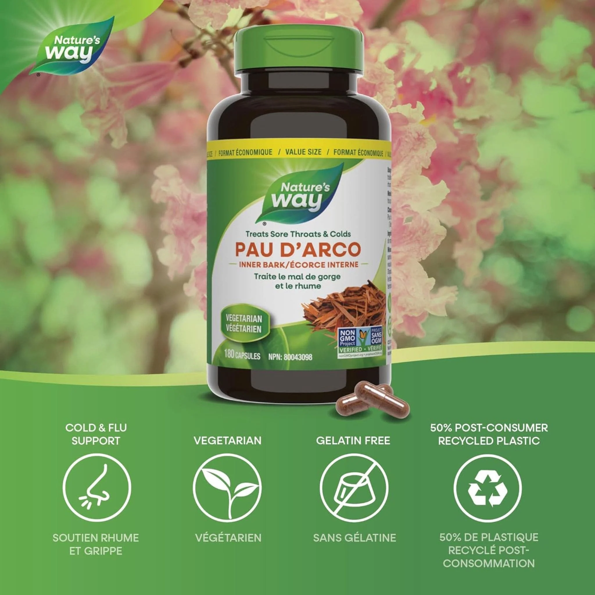 Nature's Way Pau d’Arco 545mg, Inner Bark (For Sore Throat and Colds) - Image 11