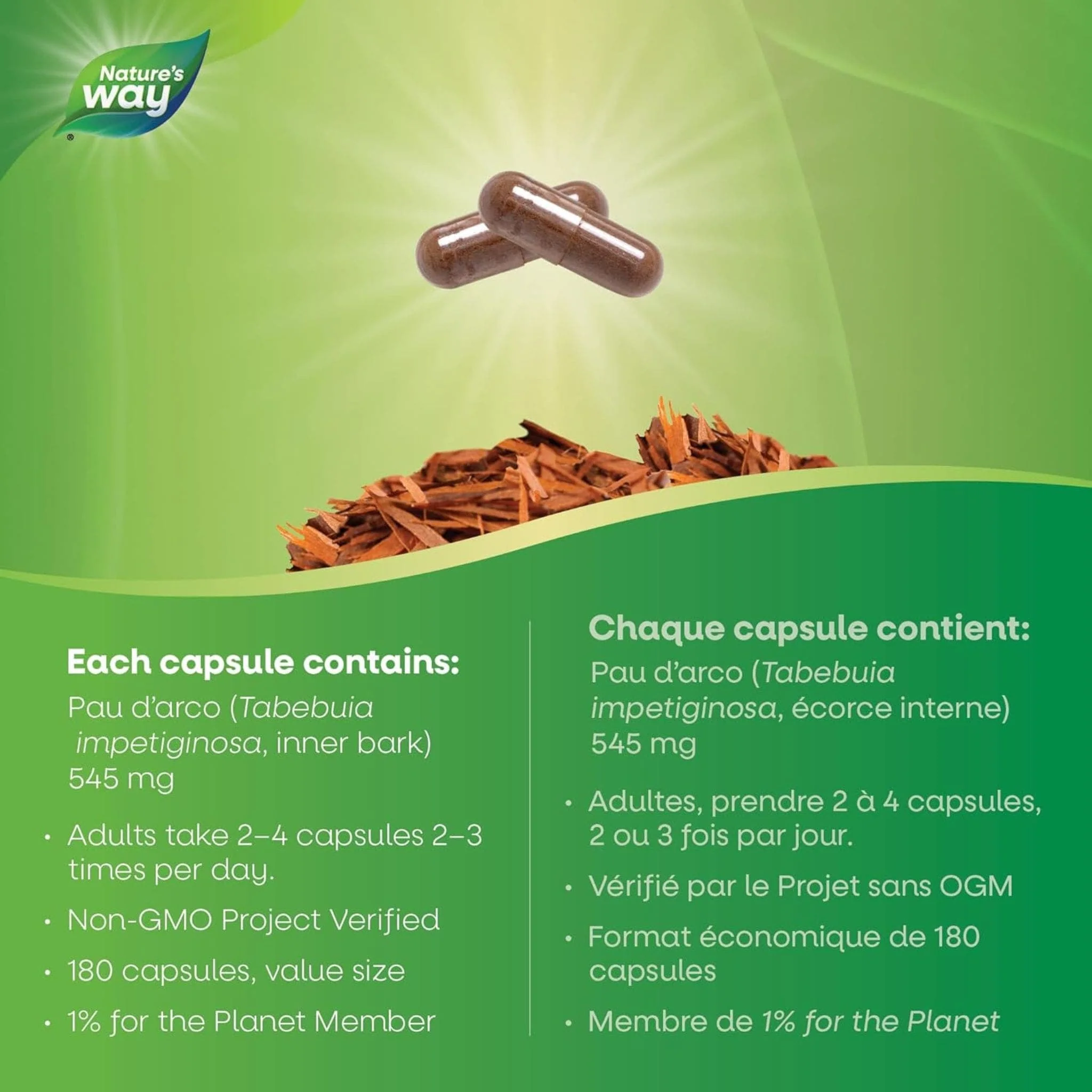 Nature's Way Pau d’Arco 545mg, Inner Bark (For Sore Throat and Colds) - Image 13
