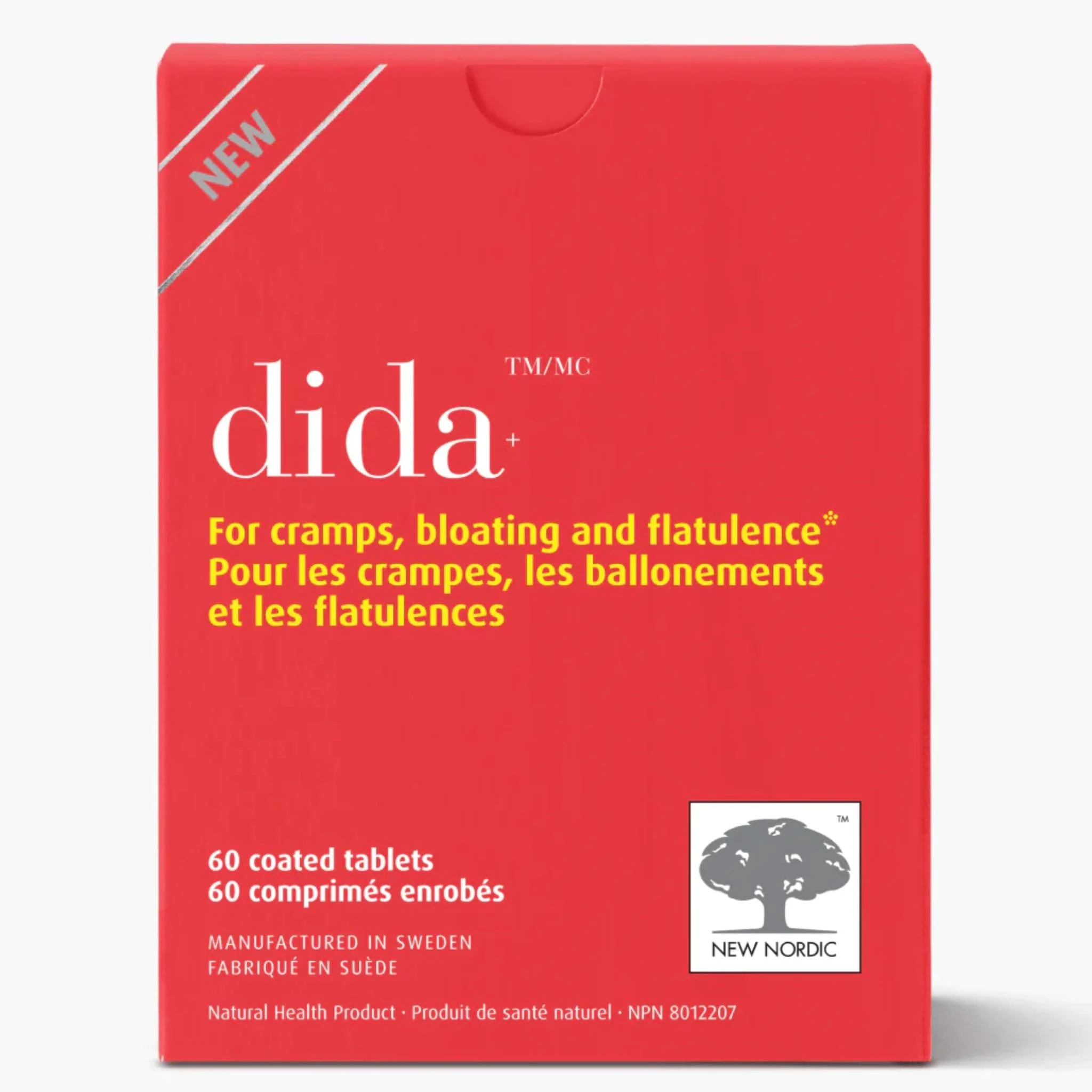 New Nordic Dida, For Cramps, Bloating and Flatulence, 60 Coated Tablets