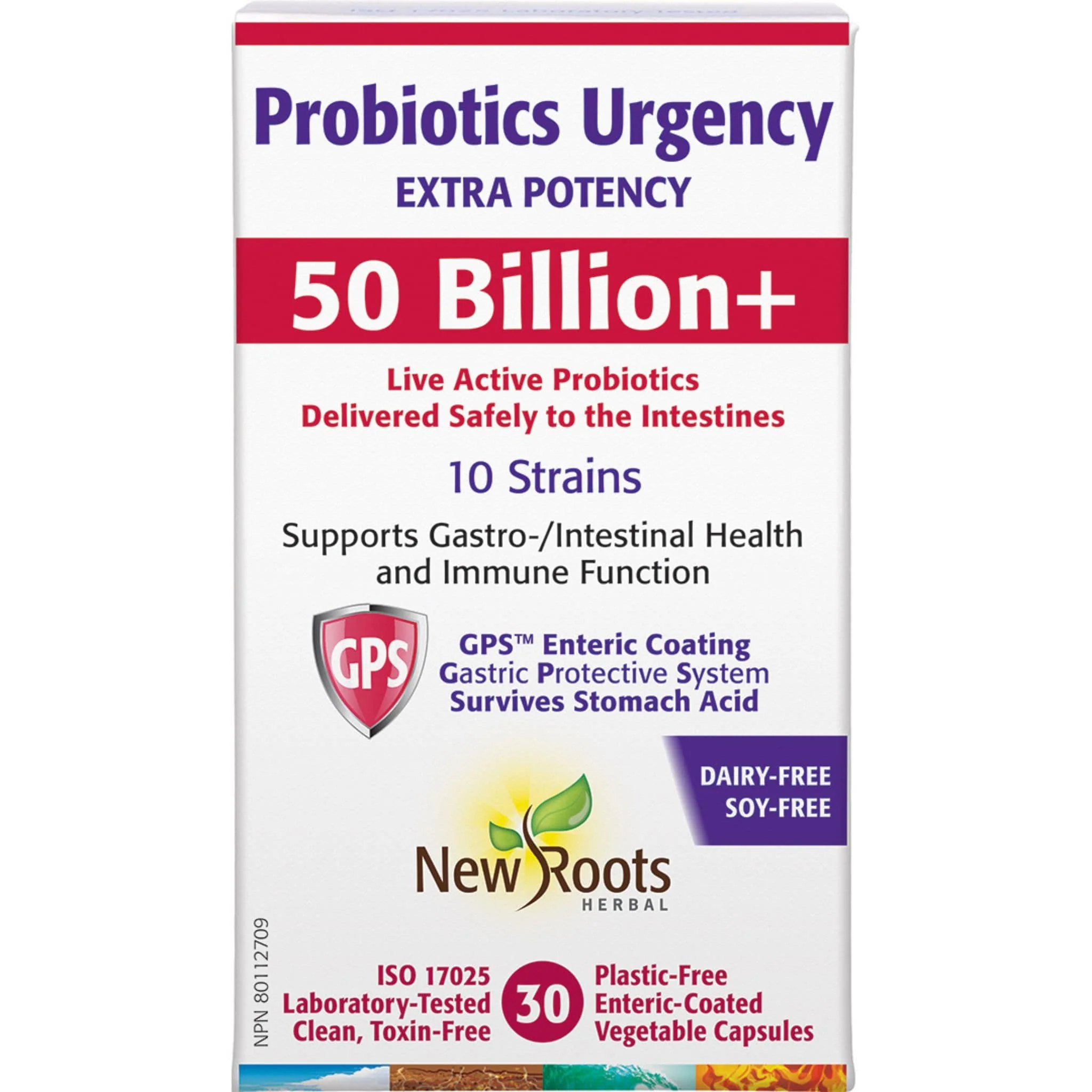 New Roots Probiotics Urgency 50 Billion, 30-60 Enteric Coated Vegetable Capsules
