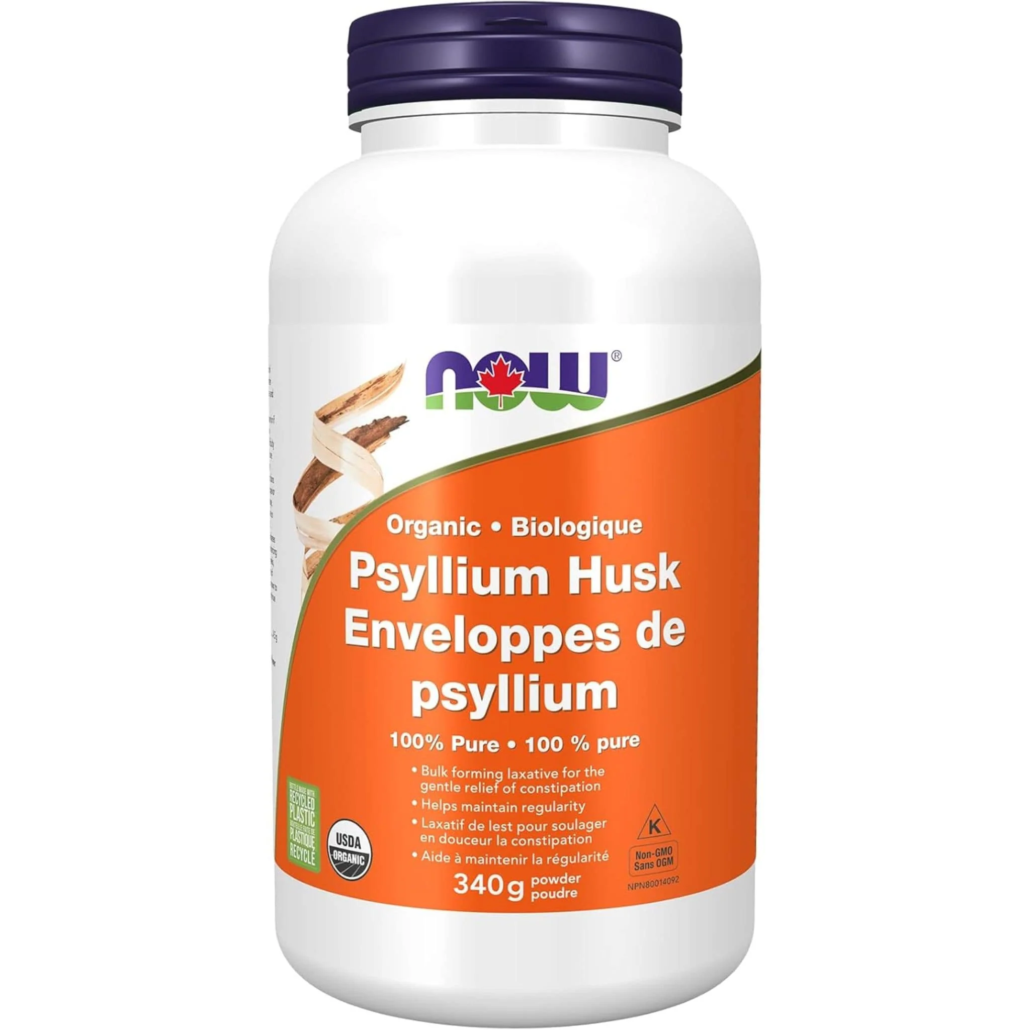 NOW Psyllium Husk Powder (100% Certified Organic), 340g - Image 2