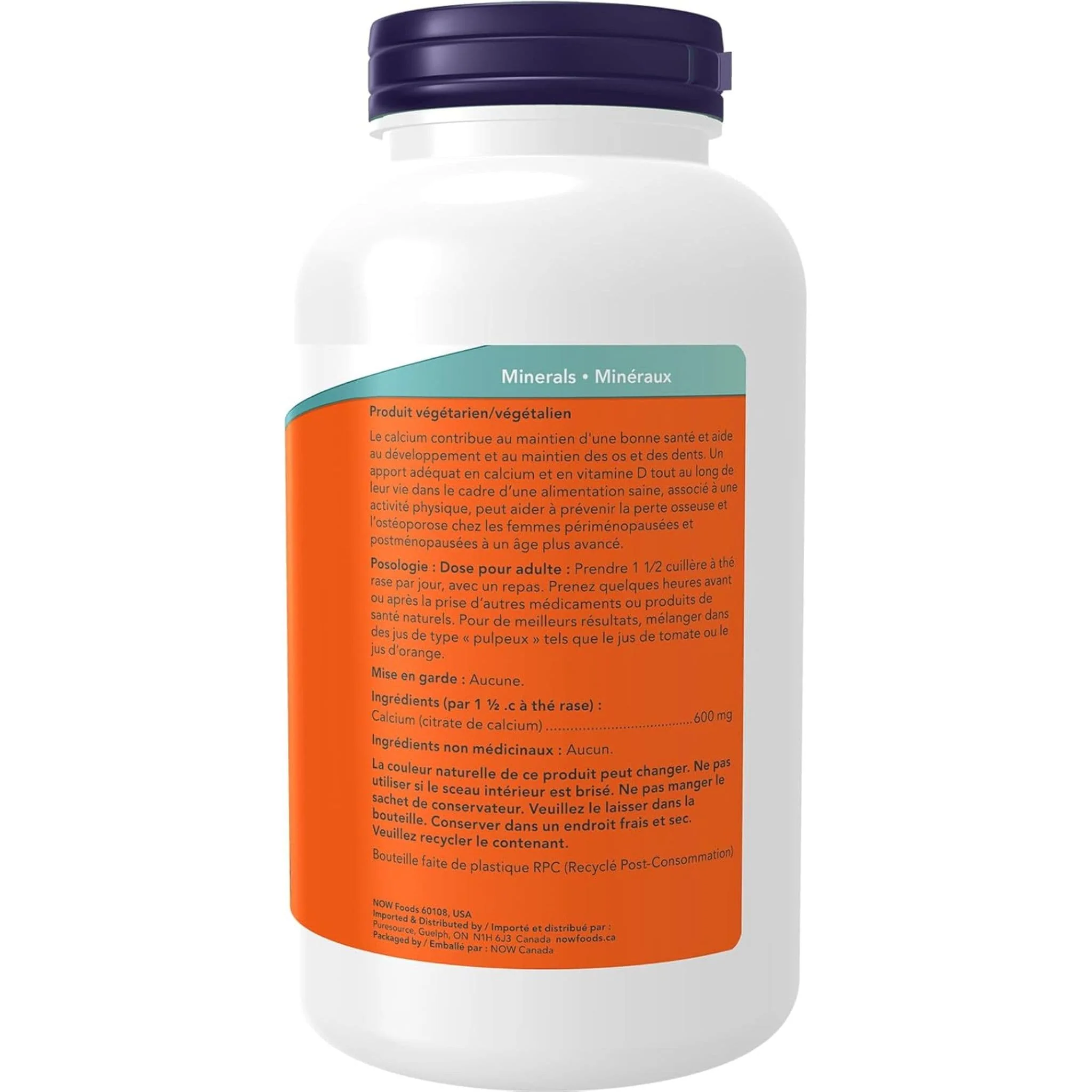 NOW Calcium Citrate Powder, 227g - Image 3