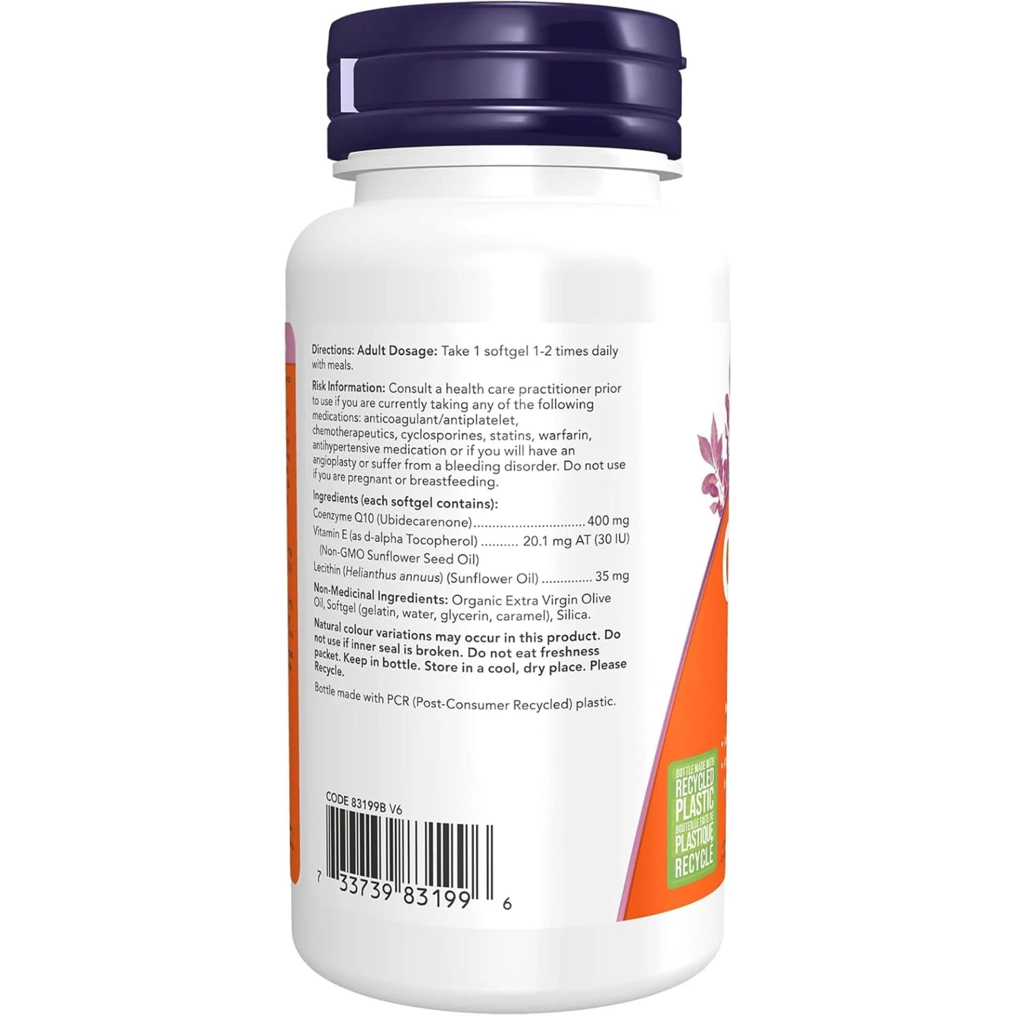 NOW CoQ10 400mg with Lecithin and Vitamin E (High Potency) - Image 3